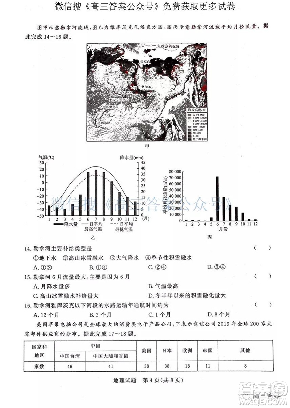 2022屆普通高等學(xué)校全國統(tǒng)一招生考試青桐鳴10月大聯(lián)考地理試題及答案