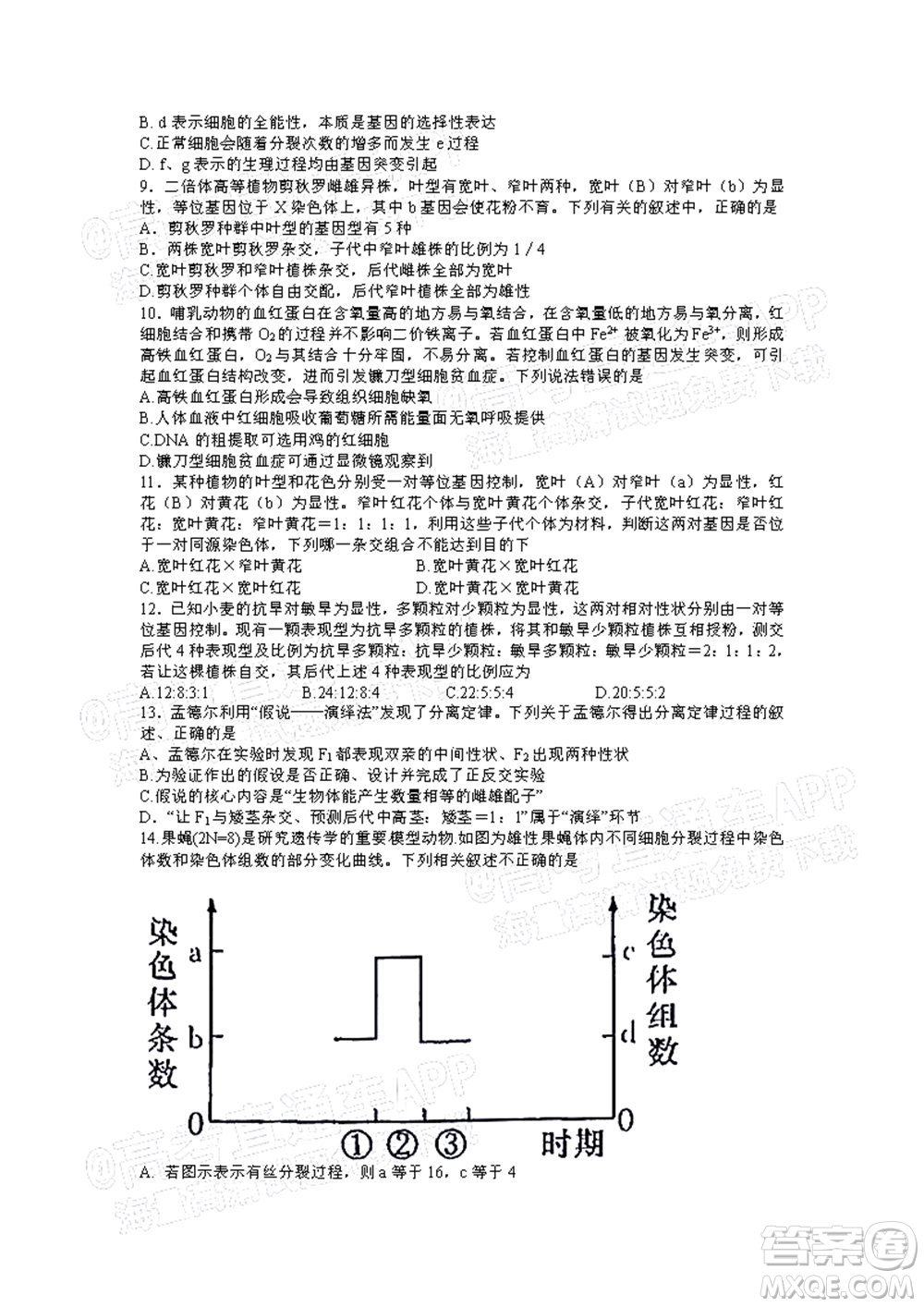 湖南名校聯(lián)考聯(lián)合體2021年高三10月聯(lián)考生物試題及答案