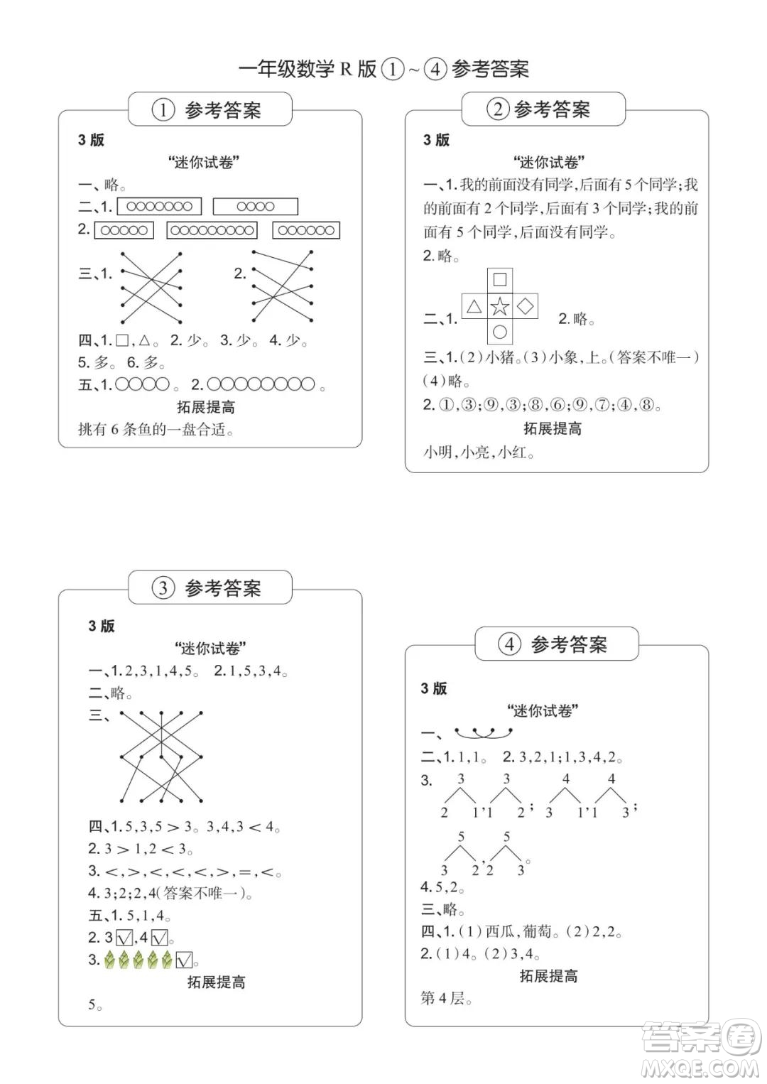 2021年時(shí)代學(xué)習(xí)報(bào)一年級上數(shù)學(xué)R版人教版1-8期參考答案