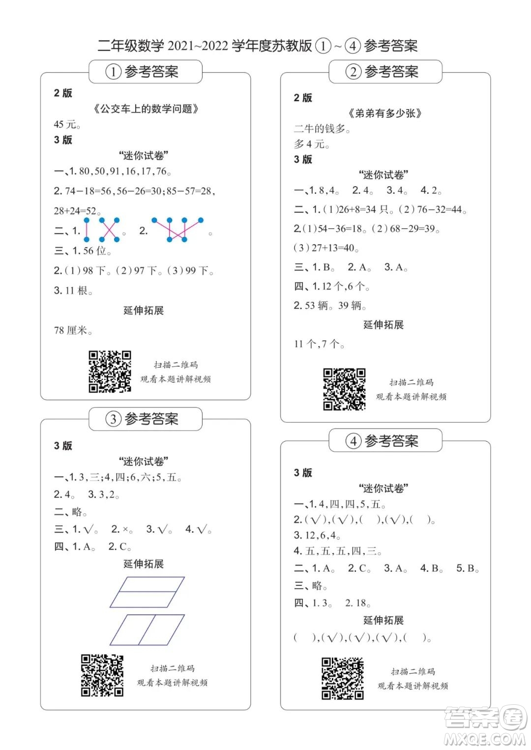 2021年時(shí)代學(xué)習(xí)報(bào)二年級(jí)上數(shù)學(xué)蘇教版1-8期參考答案