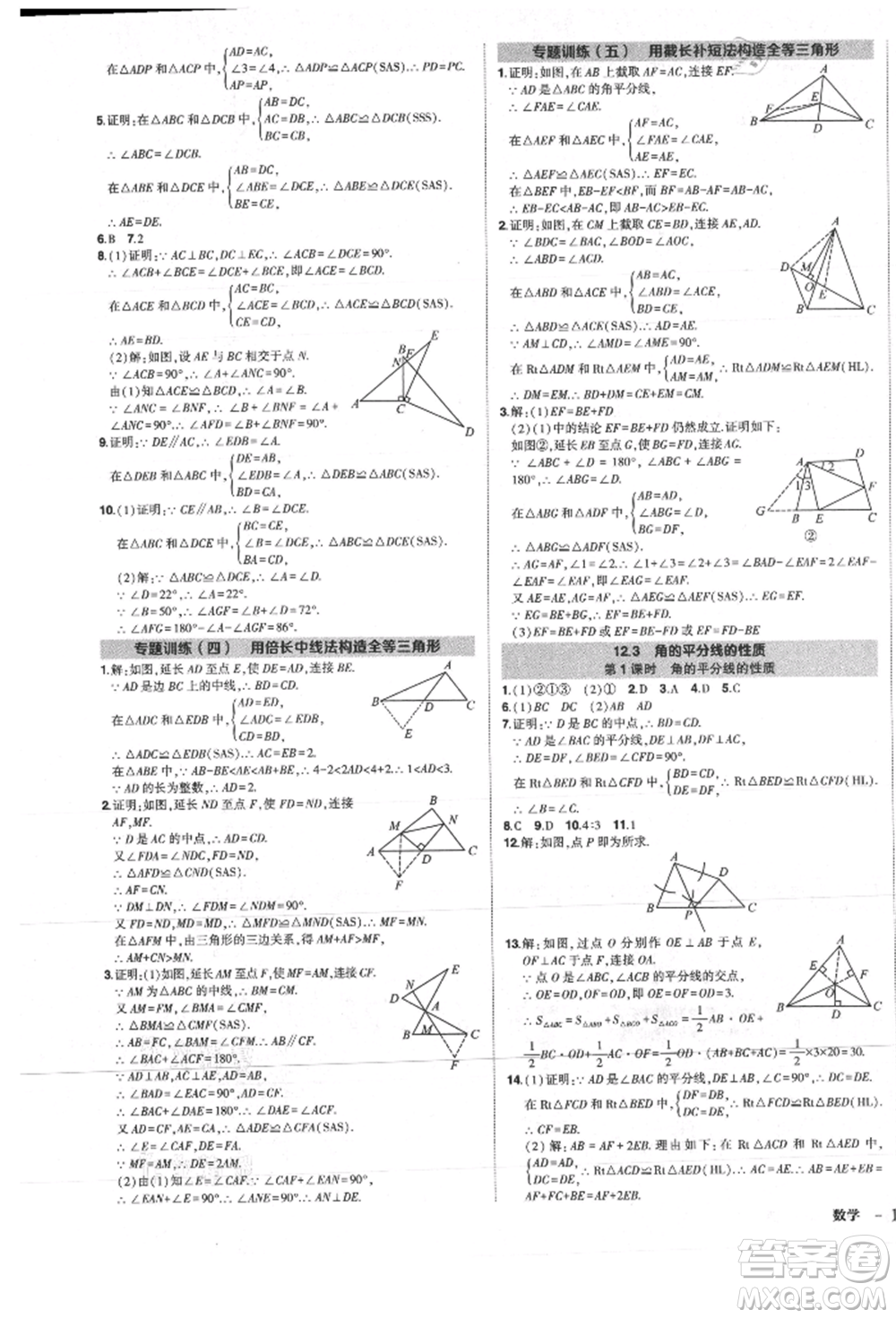 長江出版社2021狀元成才路創(chuàng)優(yōu)作業(yè)八年級上冊數(shù)學人教版參考答案