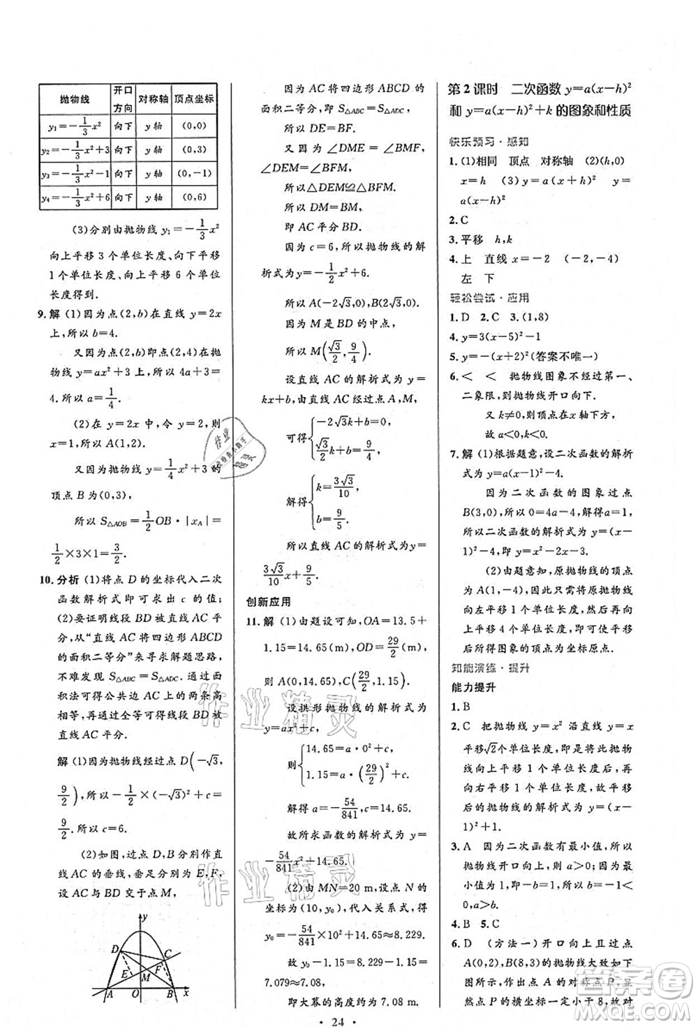 人民教育出版社2021初中同步測(cè)控優(yōu)化設(shè)計(jì)九年級(jí)數(shù)學(xué)上冊(cè)人教版答案