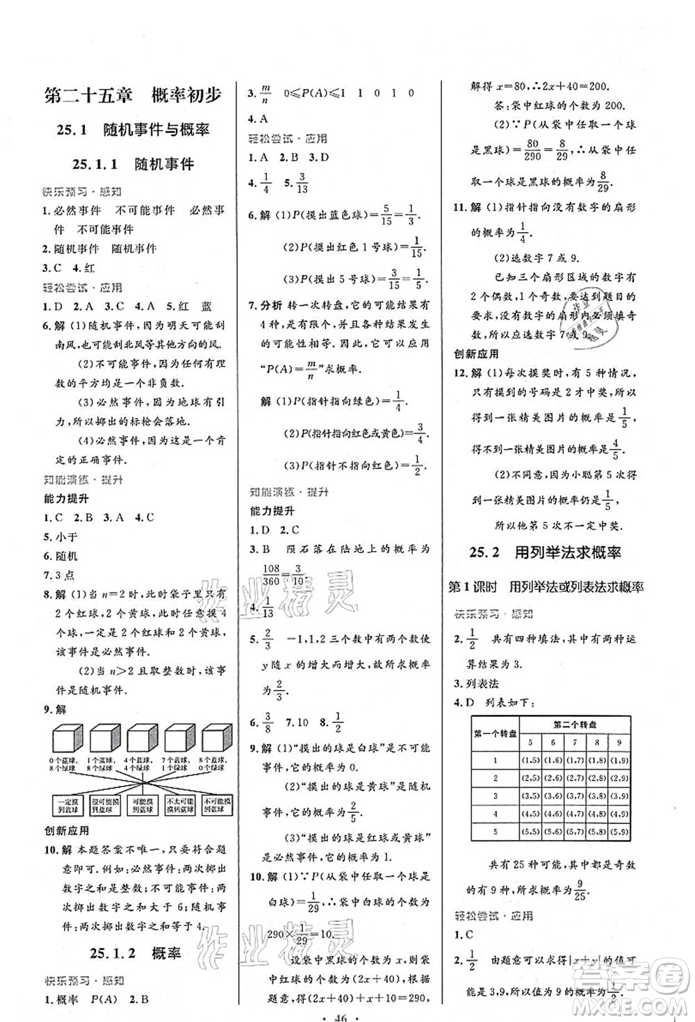 人民教育出版社2021初中同步測(cè)控優(yōu)化設(shè)計(jì)九年級(jí)數(shù)學(xué)上冊(cè)人教版答案
