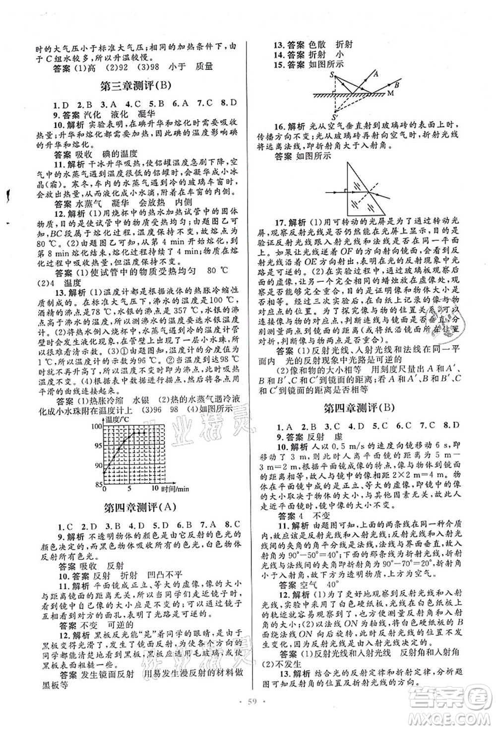 人民教育出版社2021初中同步測控優(yōu)化設(shè)計八年級物理上冊人教版答案