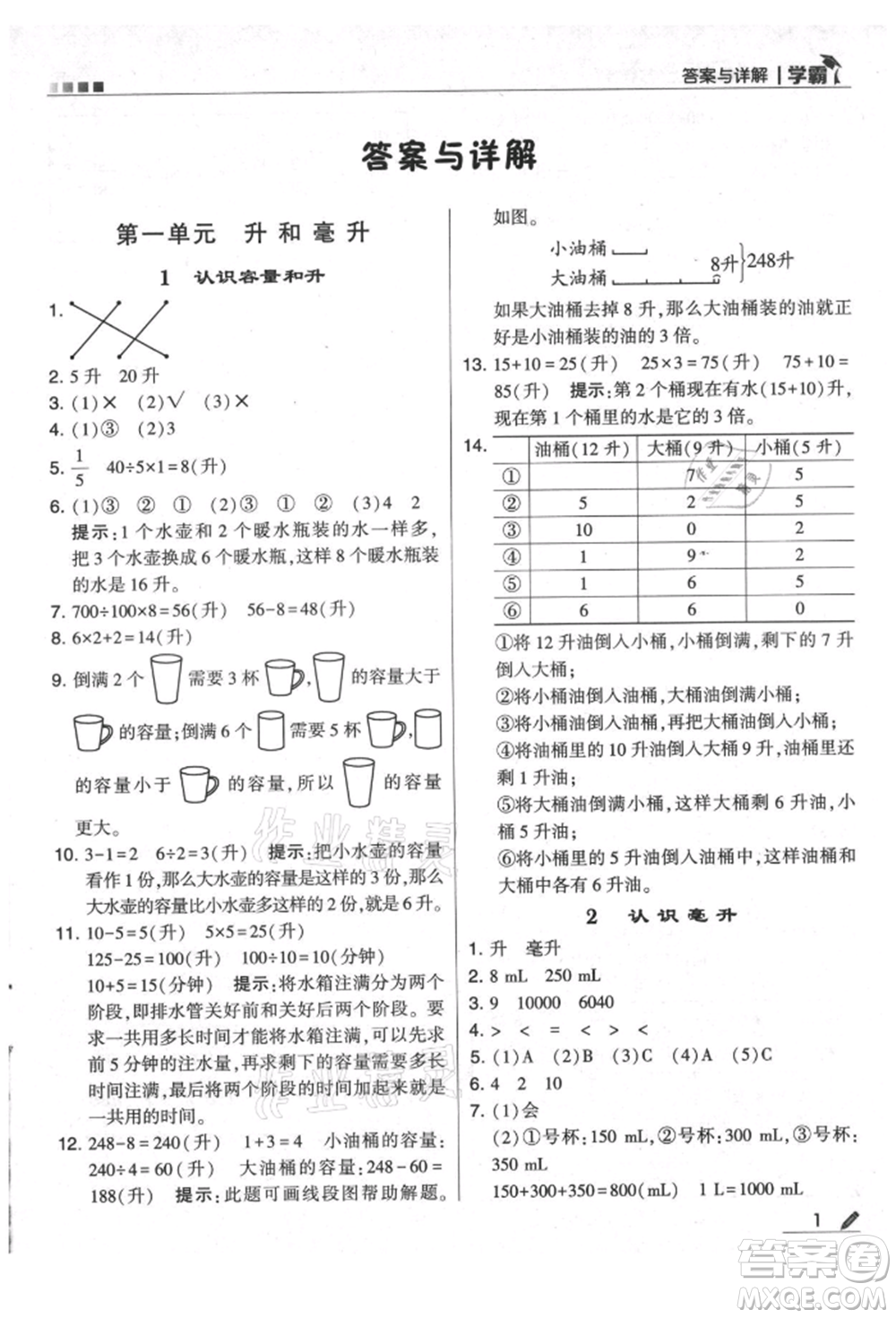甘肅少年兒童出版社2021經(jīng)綸學典學霸四年級上冊數(shù)學蘇教版參考答案