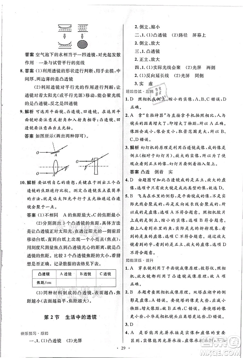 人民教育出版社2021初中同步測控優(yōu)化設(shè)計八年級物理上冊精編版答案