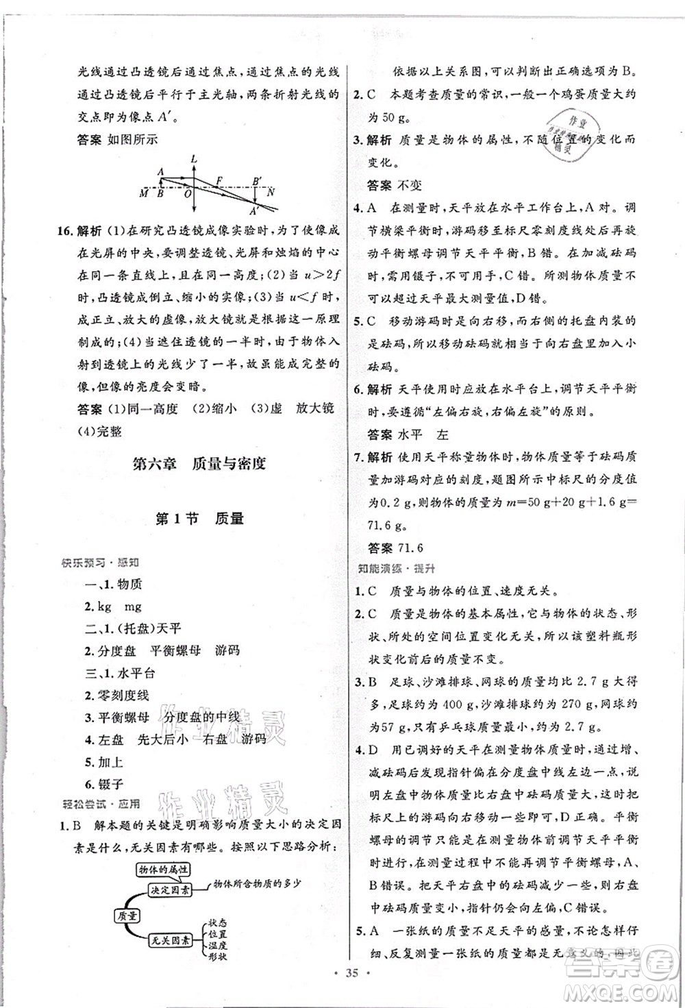 人民教育出版社2021初中同步測控優(yōu)化設(shè)計八年級物理上冊精編版答案