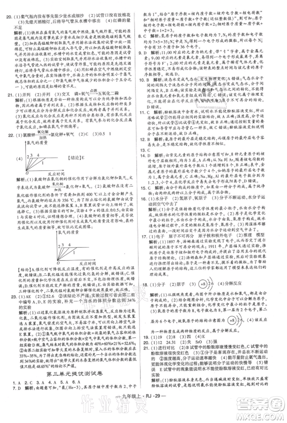 寧夏人民教育出版社2021經(jīng)綸學(xué)典學(xué)霸題中題九年級(jí)上冊(cè)化學(xué)人教版參考答案