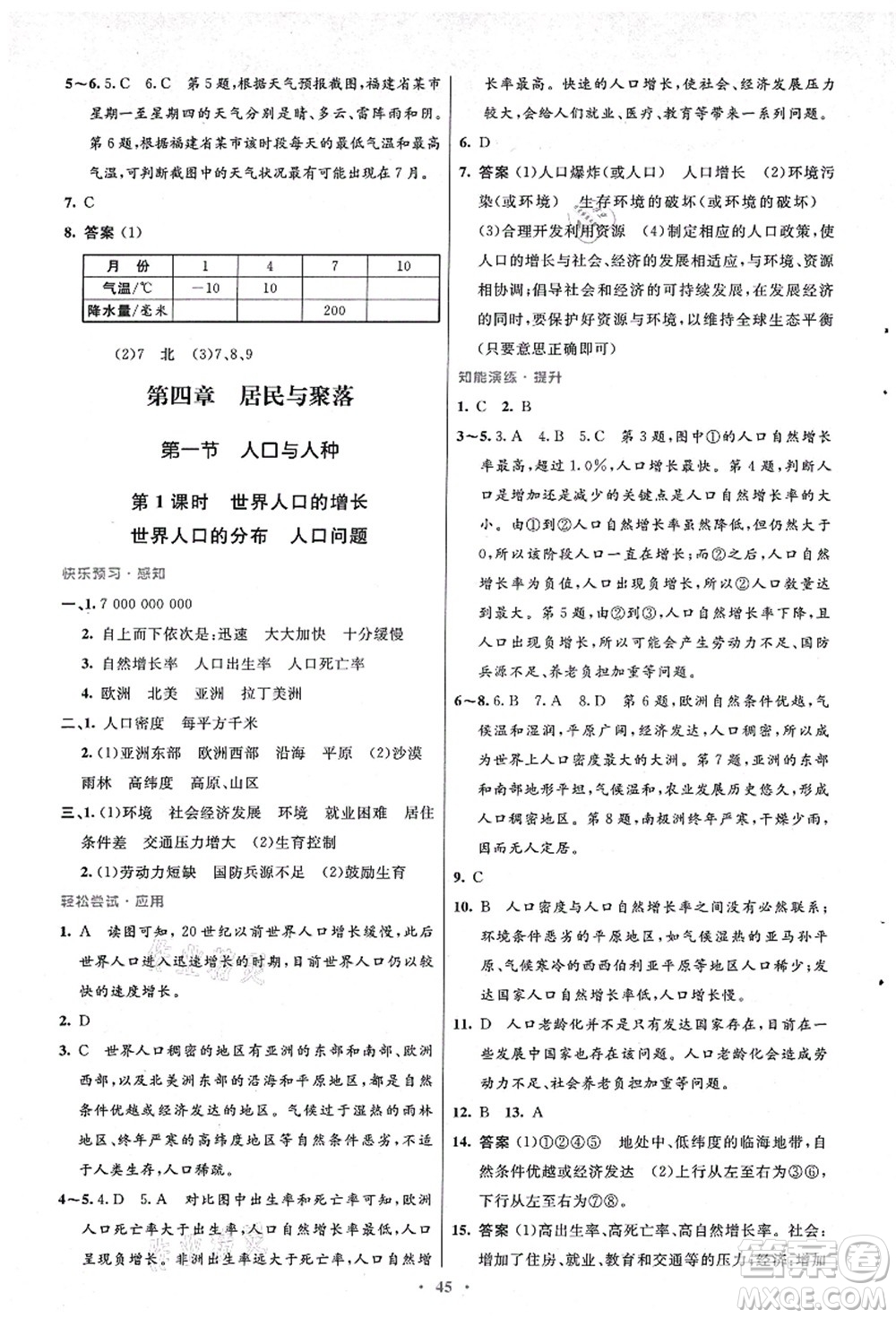 人民教育出版社2021初中同步測(cè)控優(yōu)化設(shè)計(jì)七年級(jí)地理上冊(cè)人教版答案