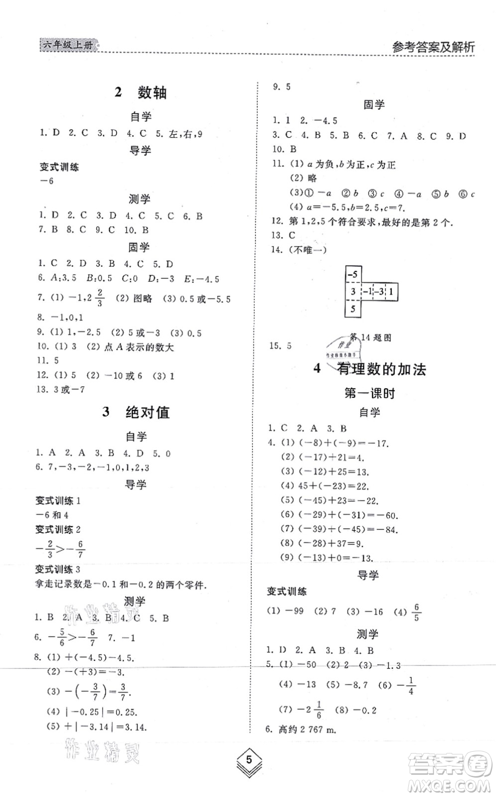 山東人民出版社2021綜合能力訓(xùn)練六年級數(shù)學(xué)上冊五四制魯教版答案