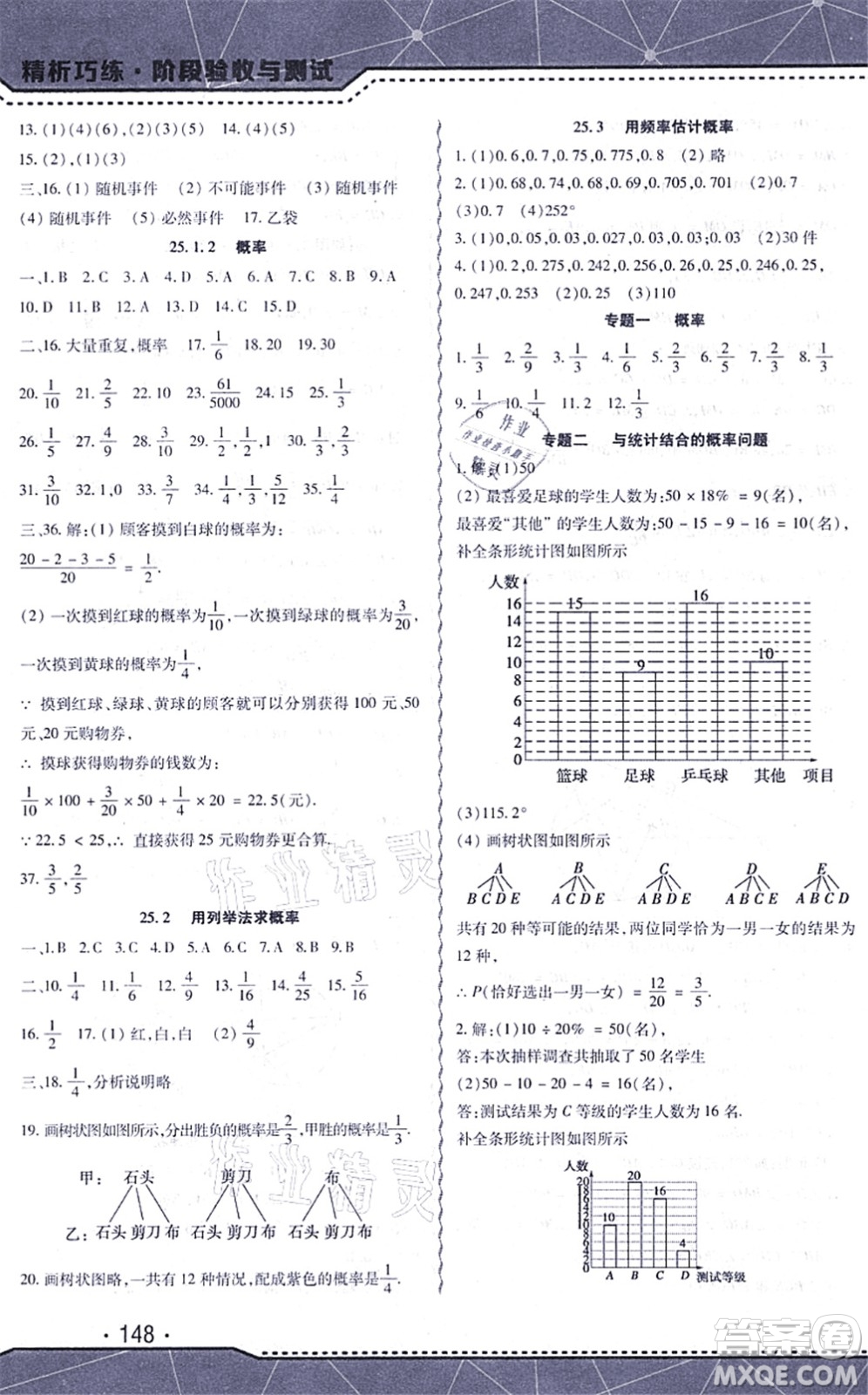 吉林出版集團(tuán)股份有限公司2021精析巧練階段驗(yàn)收與測(cè)試九年級(jí)數(shù)學(xué)上冊(cè)人教版答案