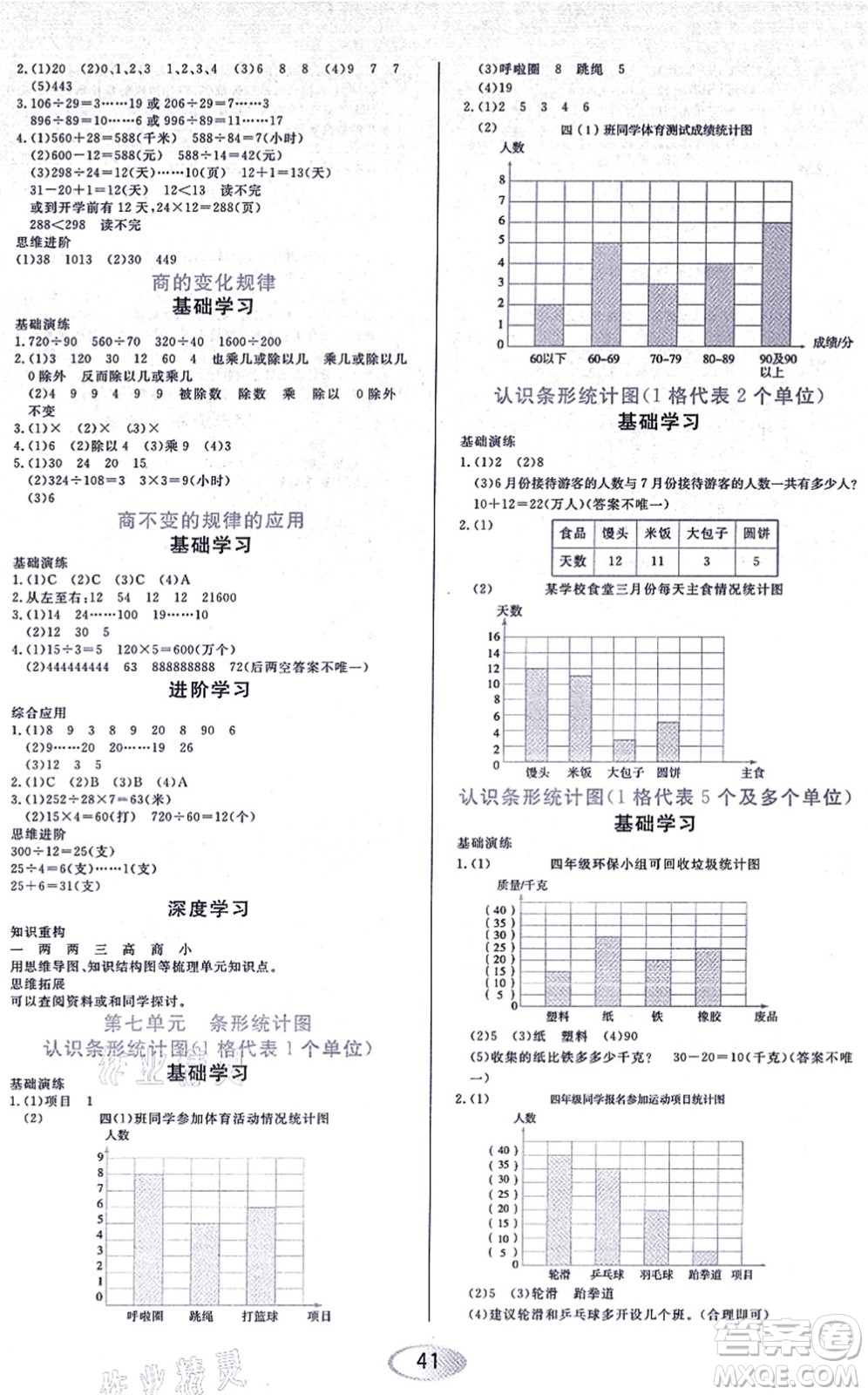 黑龍江教育出版社2021資源與評價(jià)四年級數(shù)學(xué)上冊人教版答案