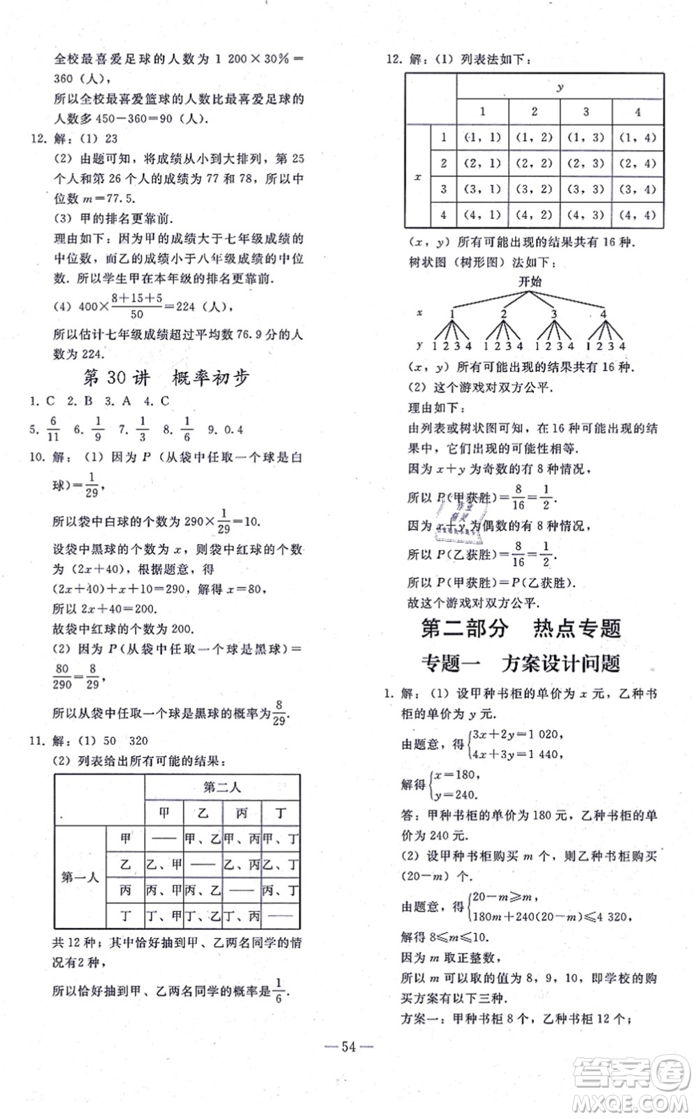 人民教育出版社2021同步輕松練習(xí)九年級數(shù)學(xué)總復(fù)習(xí)人教版答案