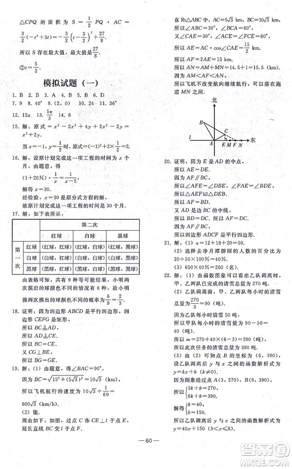 人民教育出版社2021同步輕松練習(xí)九年級數(shù)學(xué)總復(fù)習(xí)人教版答案