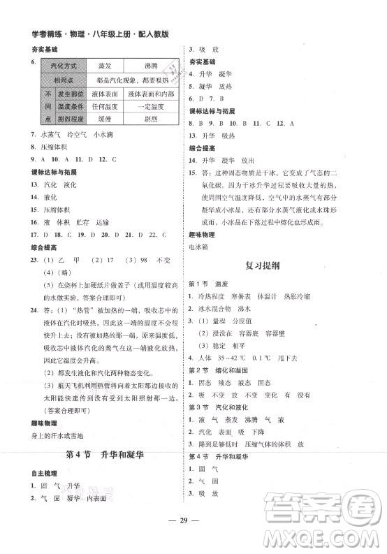 廣東經(jīng)濟出版社2021學考精練八年級上冊物理人教版答案
