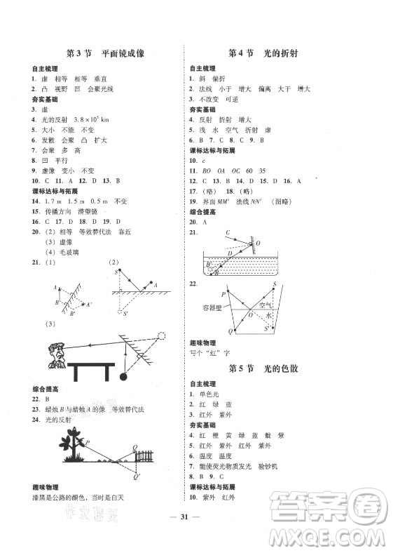 廣東經(jīng)濟出版社2021學考精練八年級上冊物理人教版答案