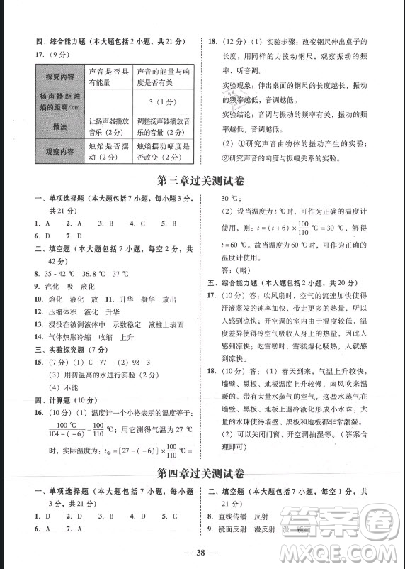 廣東經(jīng)濟出版社2021學考精練八年級上冊物理人教版答案