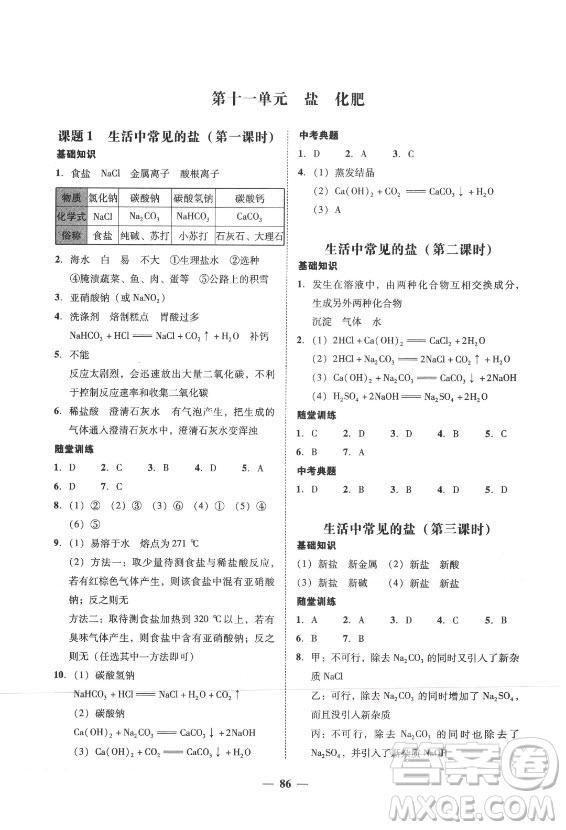 廣東經(jīng)濟(jì)出版社2021學(xué)考精練九年級全一冊化學(xué)人教版答案