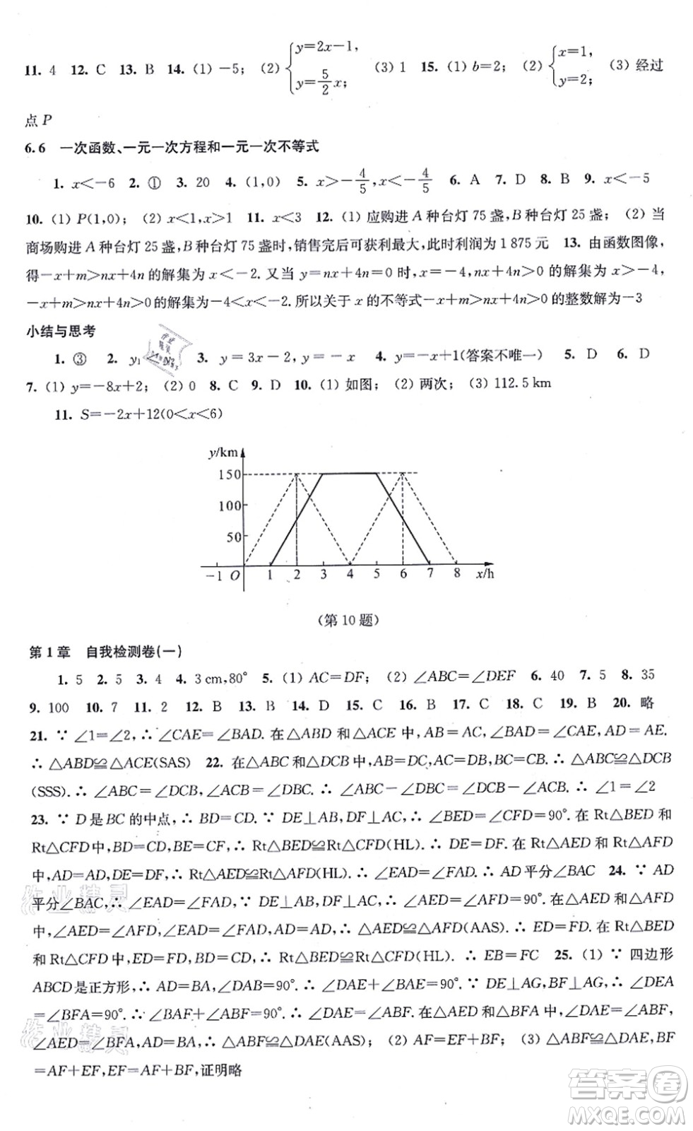 江蘇鳳凰科學(xué)技術(shù)出版社2021同步練習(xí)數(shù)學(xué)八年級(jí)上冊蘇科版答案