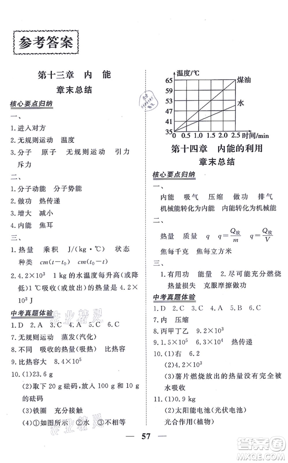 青海人民出版社2021新坐標(biāo)同步練習(xí)九年級(jí)物理全一冊(cè)人教版青海專用答案