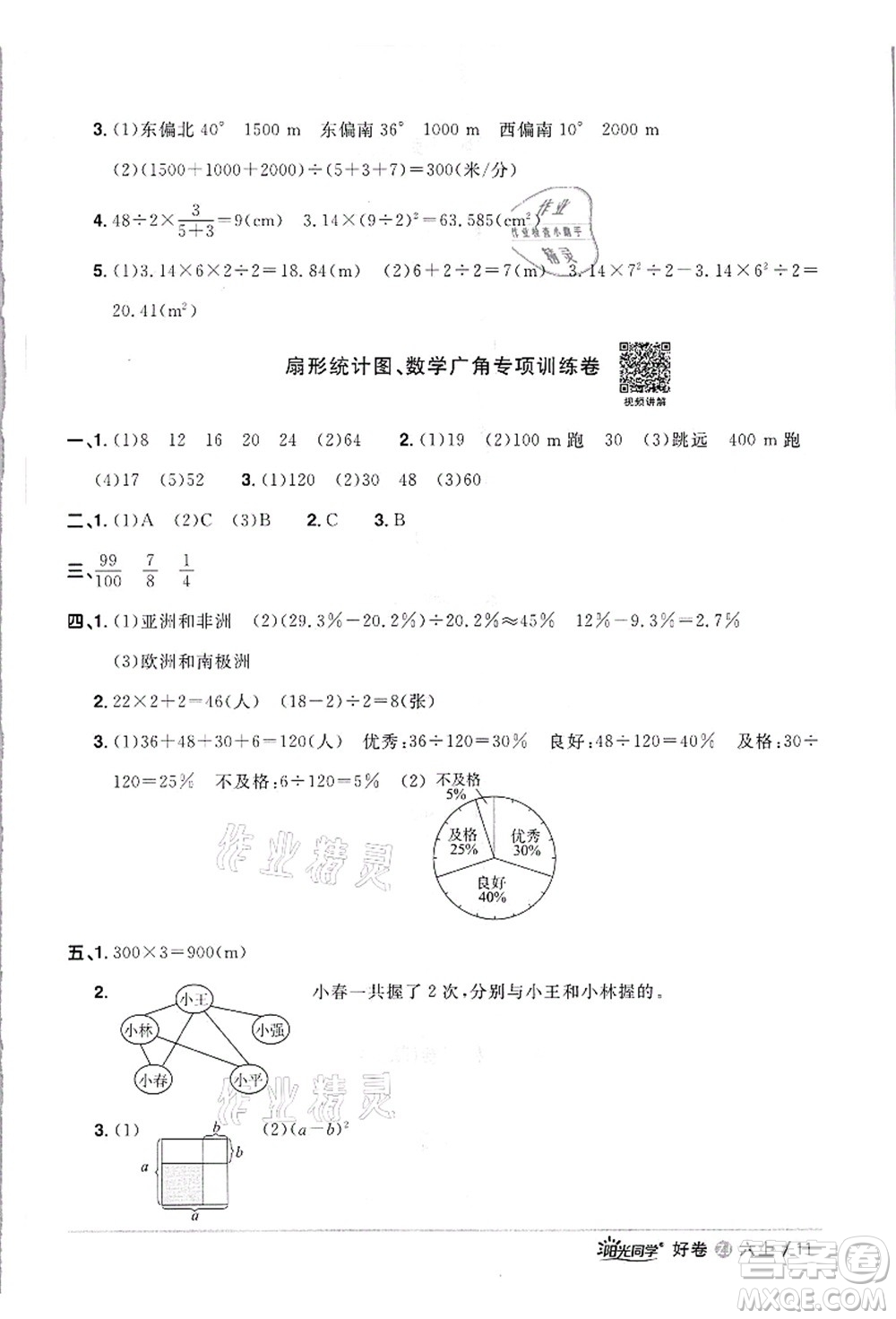 浙江教育出版社2021陽光同學(xué)全優(yōu)達(dá)標(biāo)好卷六年級(jí)數(shù)學(xué)上冊(cè)R人教版浙江專版答案
