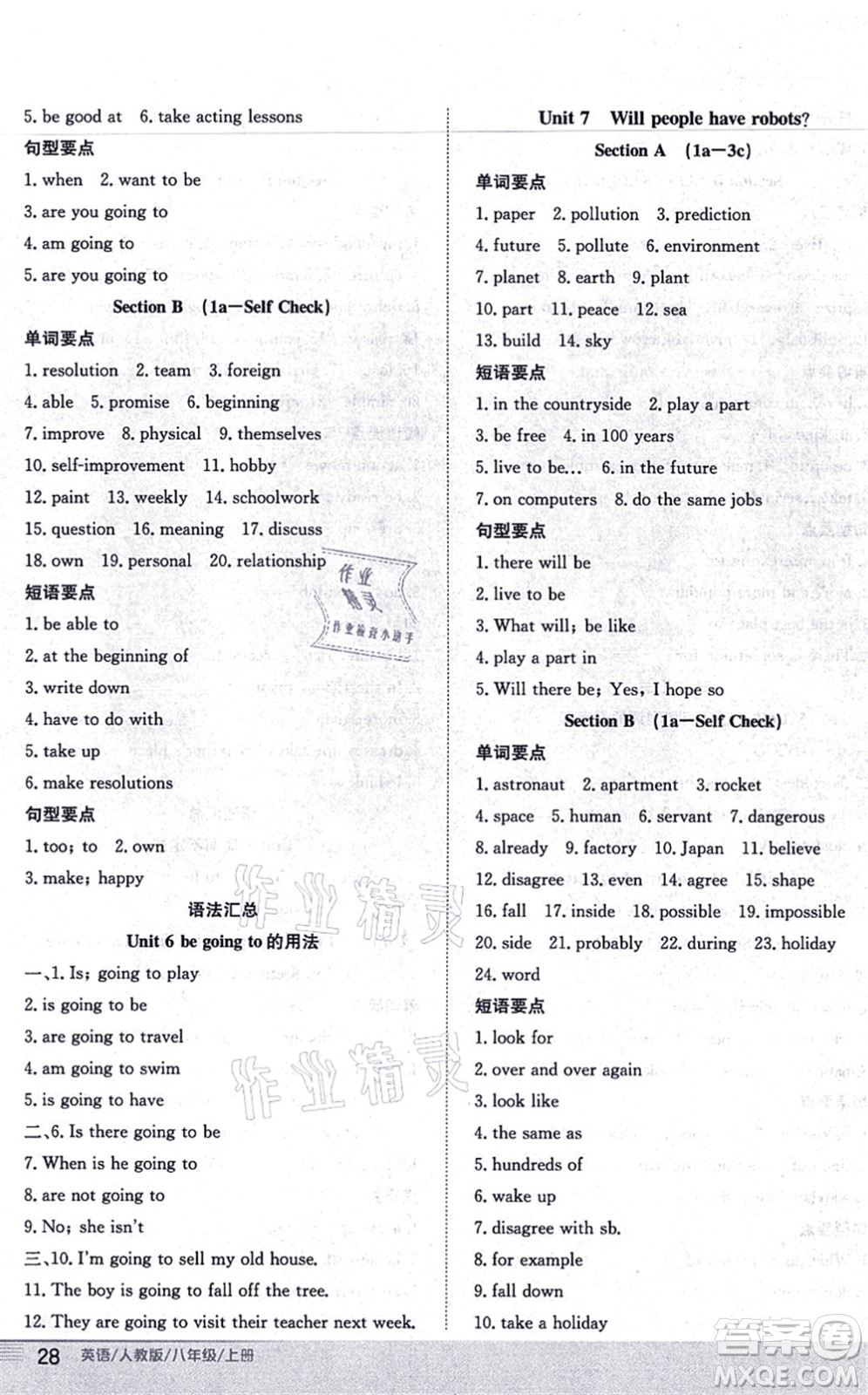 安徽教育出版社2021新編基礎(chǔ)訓(xùn)練八年級英語上冊人教版答案