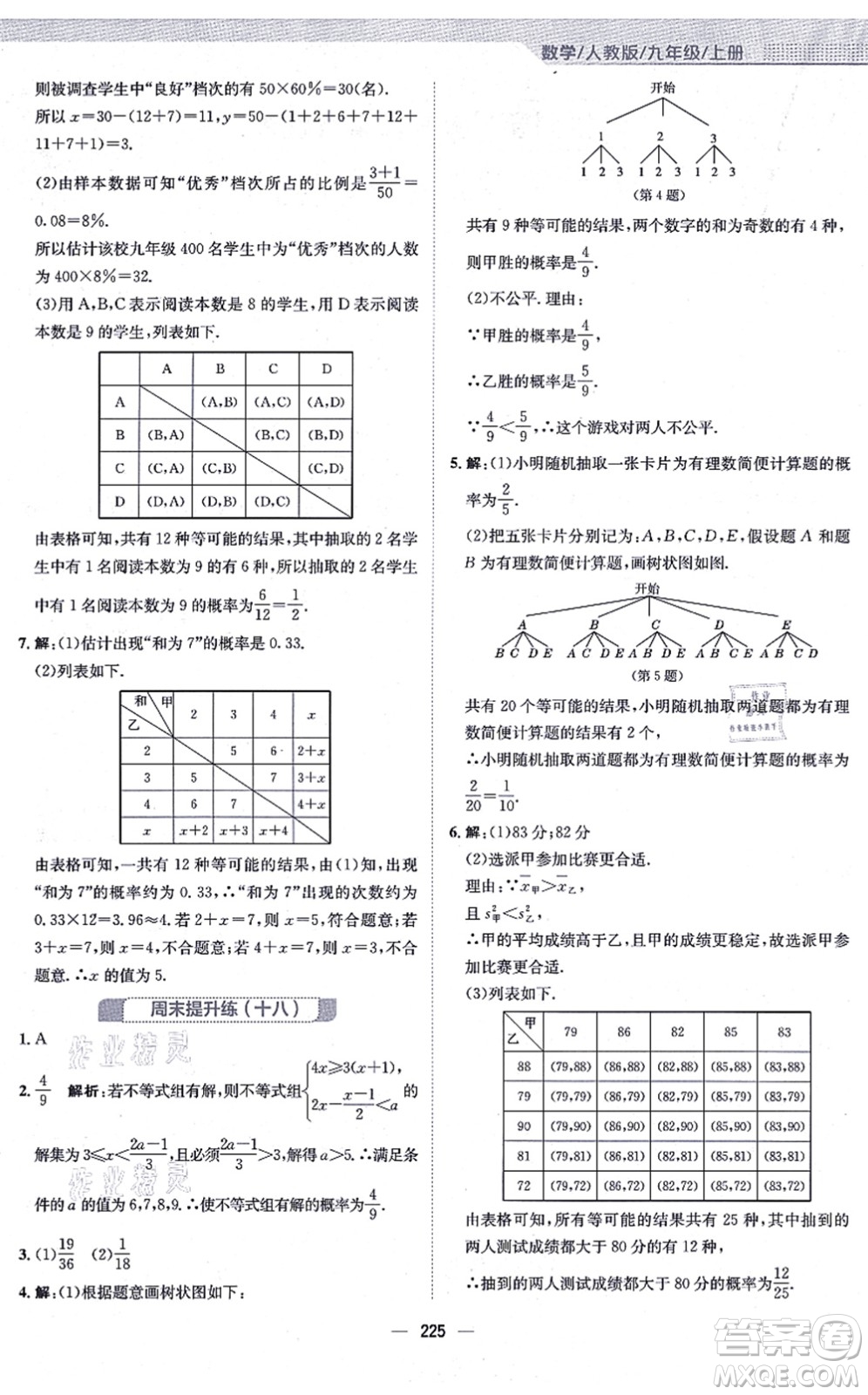 安徽教育出版社2021新編基礎(chǔ)訓(xùn)練九年級(jí)數(shù)學(xué)上冊(cè)人教版答案