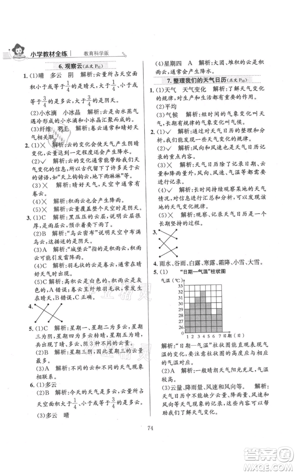 陜西人民教育出版社2021小學(xué)教材全練三年級上冊科學(xué)教育科學(xué)版參考答案