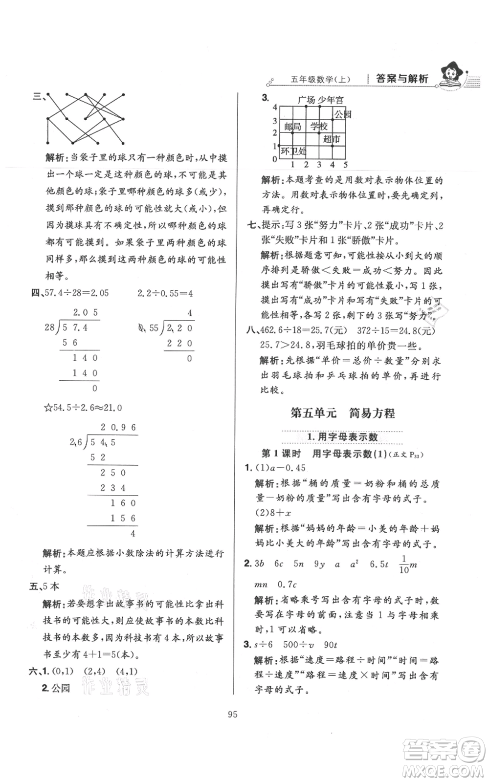 陜西人民教育出版社2021小學(xué)教材全練五年級(jí)上冊(cè)數(shù)學(xué)人教版參考答案