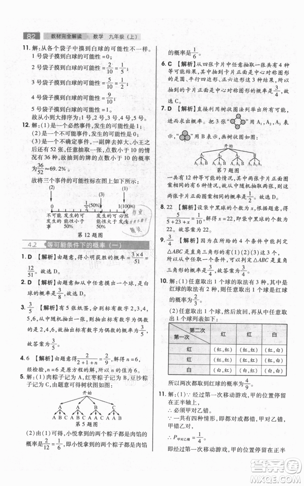 陜西師范大學(xué)出版總社有限公司2021教材完全解讀九年級(jí)上冊(cè)數(shù)學(xué)蘇科版參考答案