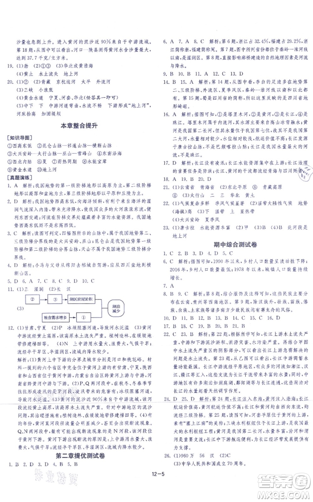 江蘇人民出版社2021春雨教育課時訓(xùn)練八年級地理上冊HNJY湘教版答案