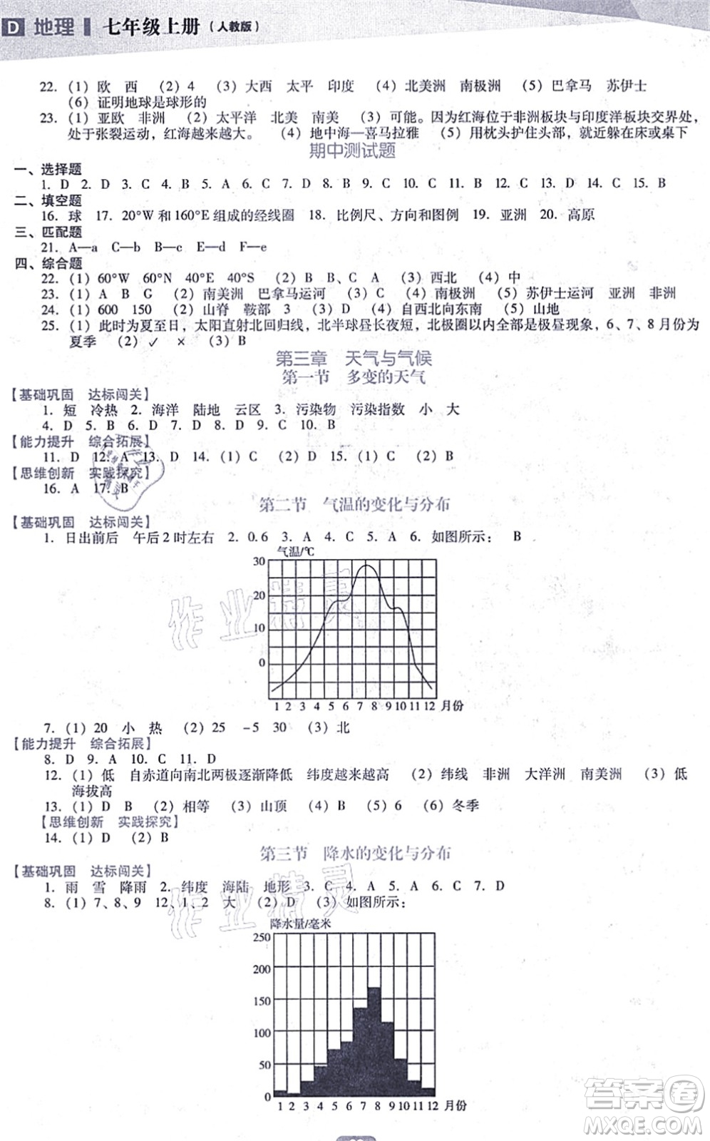遼海出版社2021新課程地理能力培養(yǎng)七年級(jí)上冊(cè)人教版D版答案