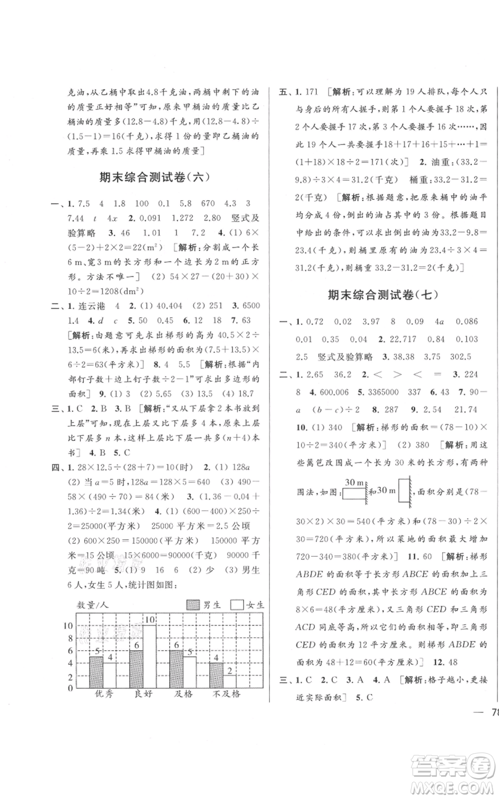 北京教育出版社2021亮點給力大試卷五年級上冊數(shù)學(xué)江蘇版參考答案