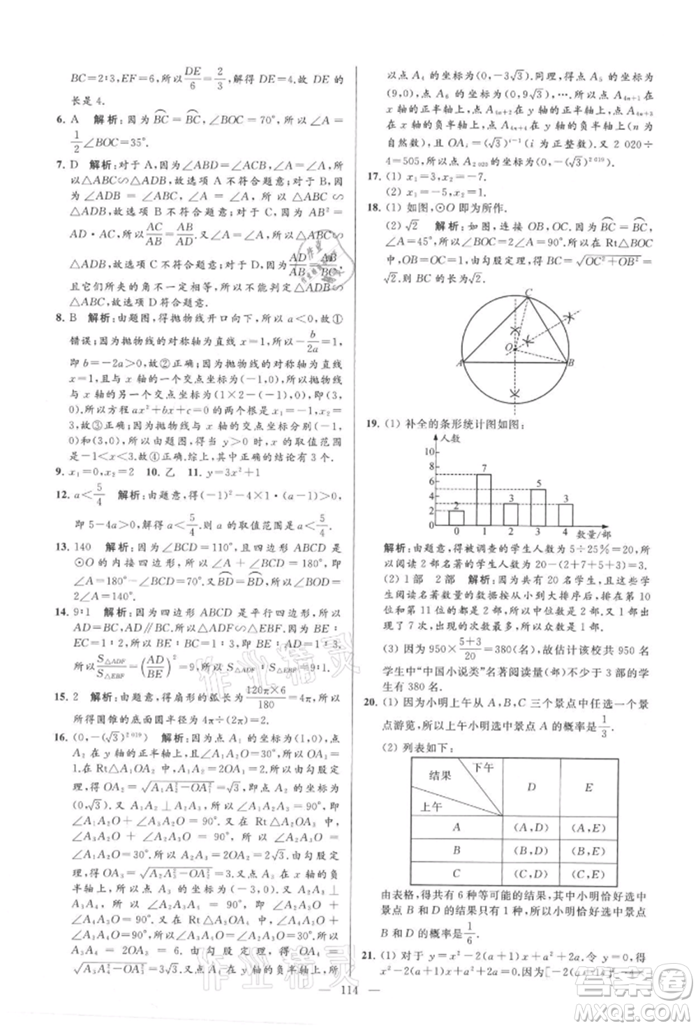 云南美術(shù)出版社2021亮點(diǎn)給力大試卷九年級(jí)上冊(cè)數(shù)學(xué)蘇科版參考答案