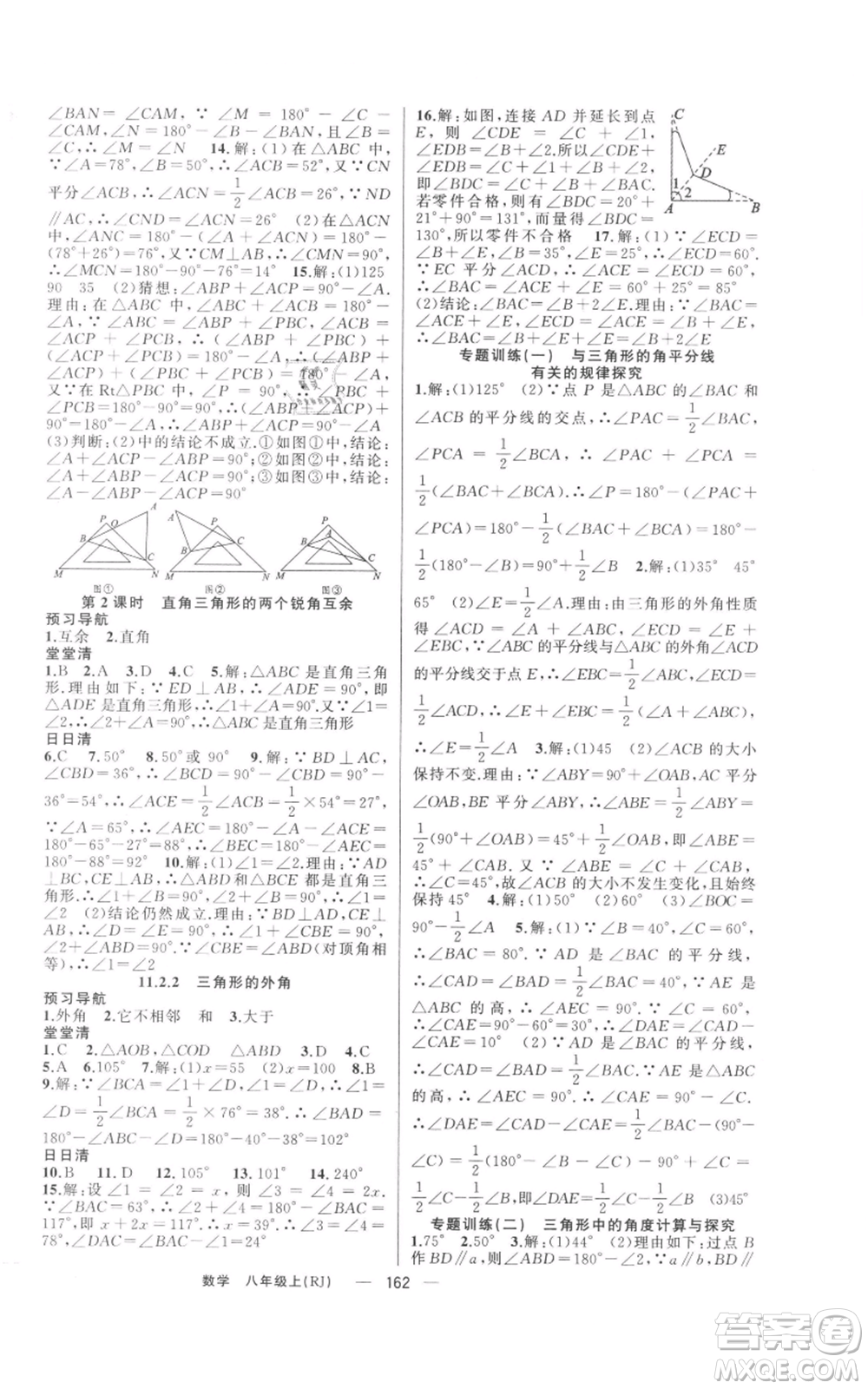 新疆青少年出版社2021四清導航八年級上冊數(shù)學人教版河南專版參考答案