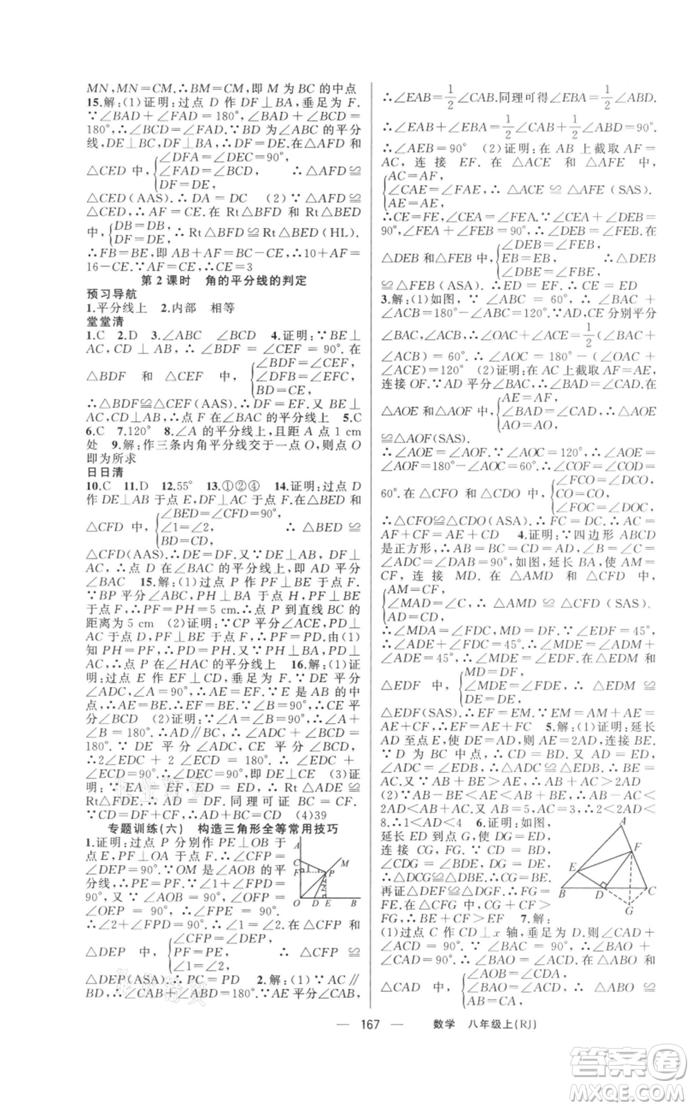 新疆青少年出版社2021四清導航八年級上冊數(shù)學人教版河南專版參考答案