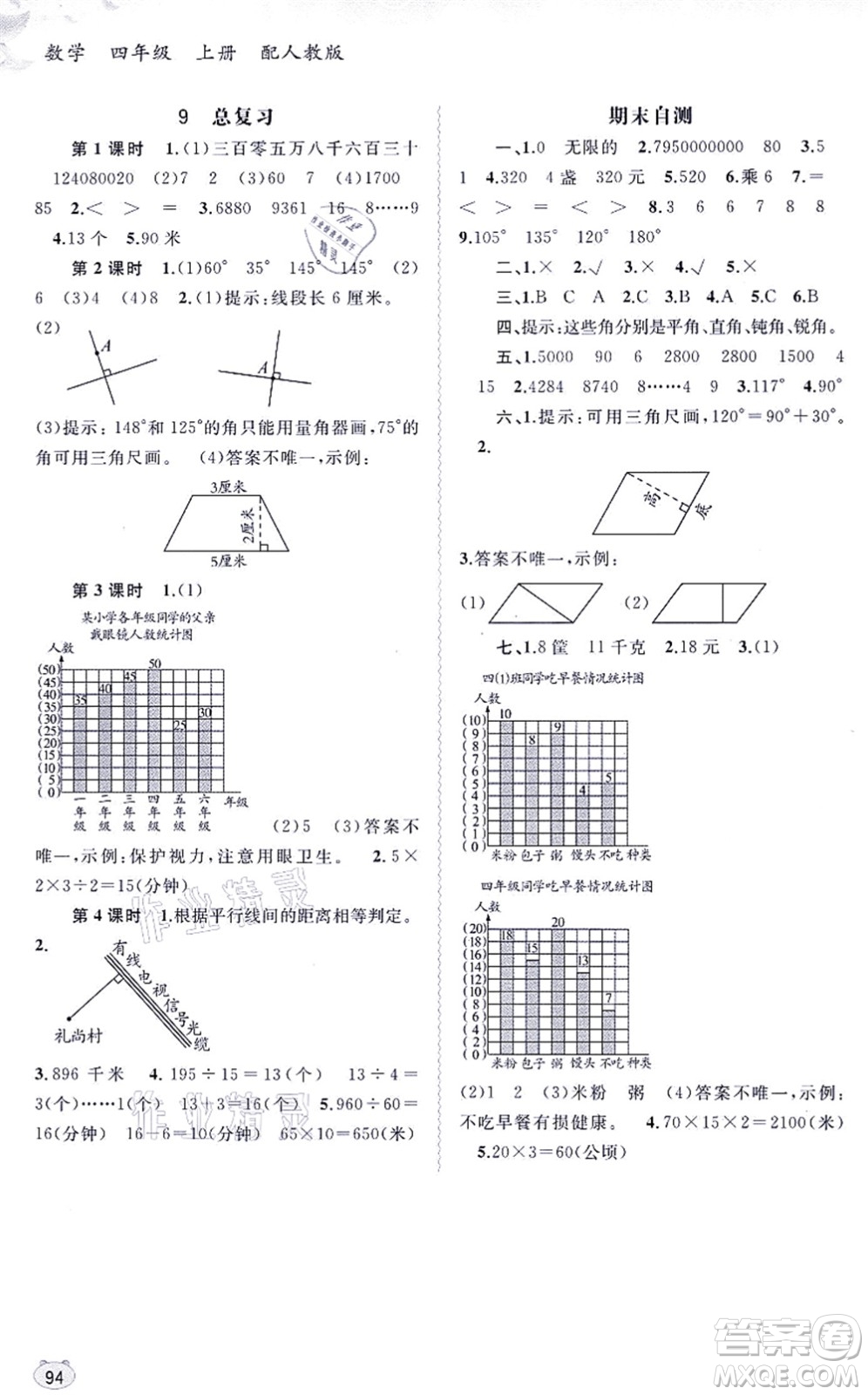 廣西教育出版社2021新課程學(xué)習(xí)與測(cè)評(píng)同步學(xué)習(xí)四年級(jí)數(shù)學(xué)上冊(cè)人教版答案