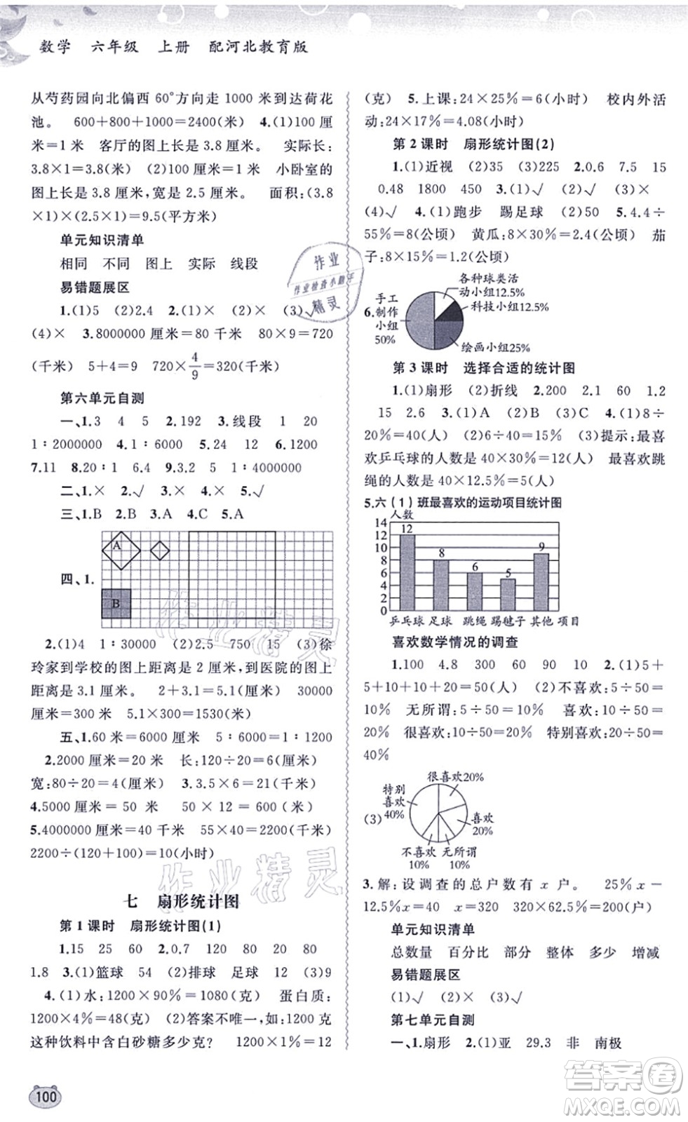 廣西教育出版社2021新課程學習與測評同步學習六年級數(shù)學上冊河北教育版答案