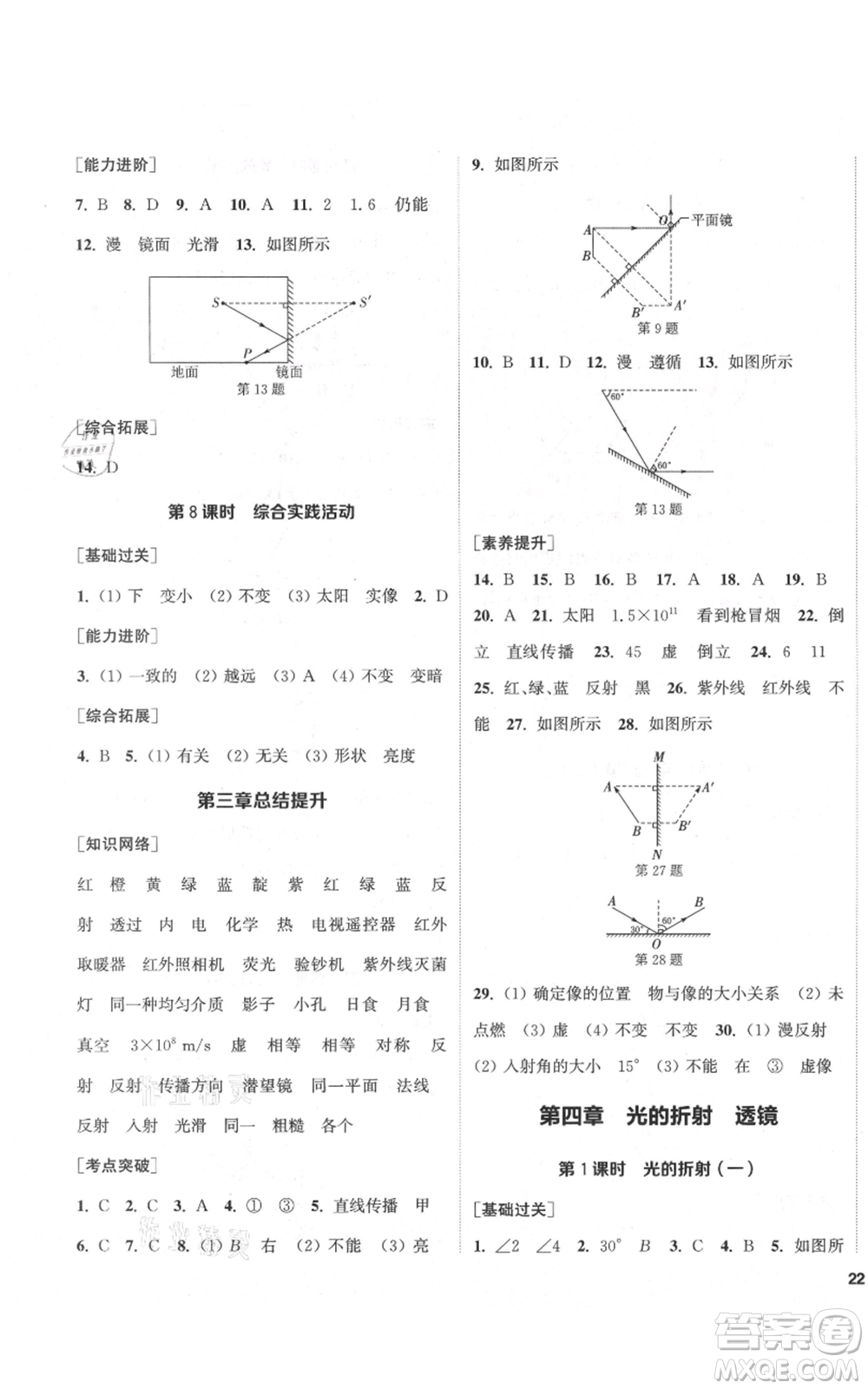 蘇州大學(xué)出版社2021金鑰匙1+1課時(shí)作業(yè)目標(biāo)檢測八年級(jí)上冊(cè)物理江蘇版鹽城專版參考答案