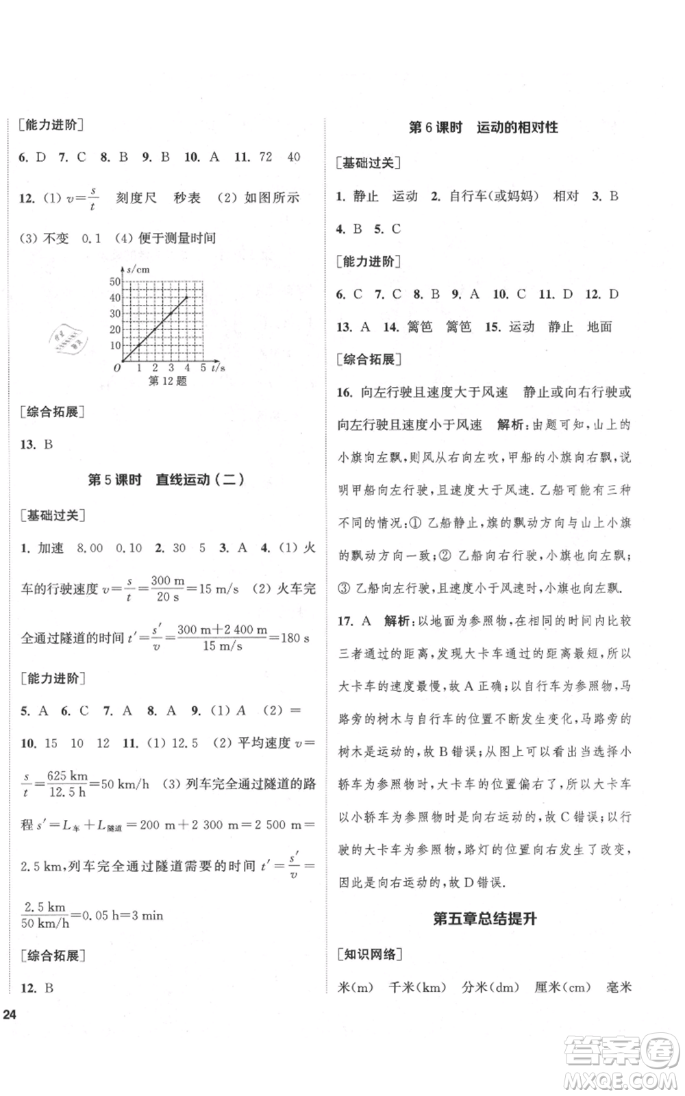 蘇州大學(xué)出版社2021金鑰匙1+1課時(shí)作業(yè)目標(biāo)檢測八年級(jí)上冊(cè)物理江蘇版鹽城專版參考答案