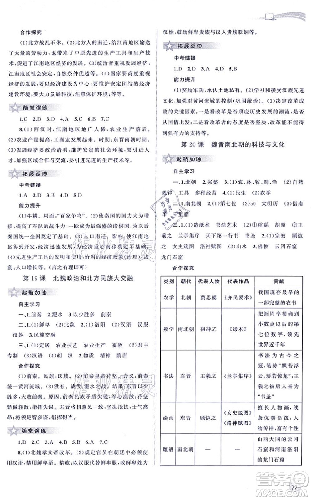 廣西教育出版社2021新課程學(xué)習(xí)與測評(píng)同步學(xué)習(xí)七年級(jí)歷史上冊(cè)人教版答案