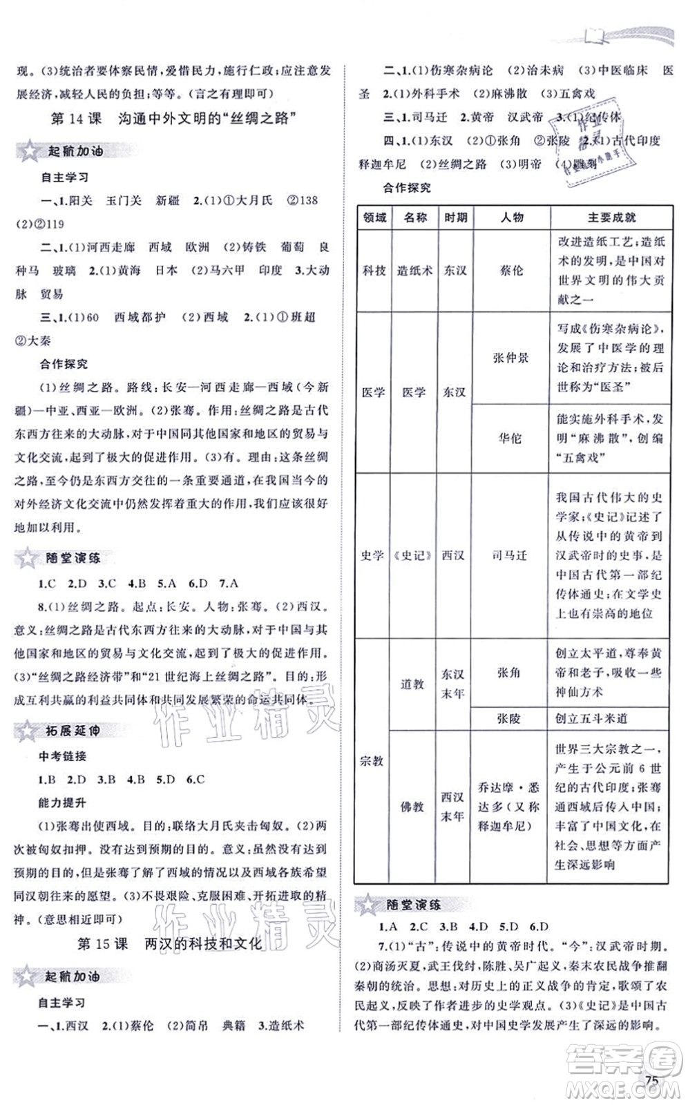 廣西教育出版社2021新課程學(xué)習(xí)與測評(píng)同步學(xué)習(xí)七年級(jí)歷史上冊(cè)人教版答案