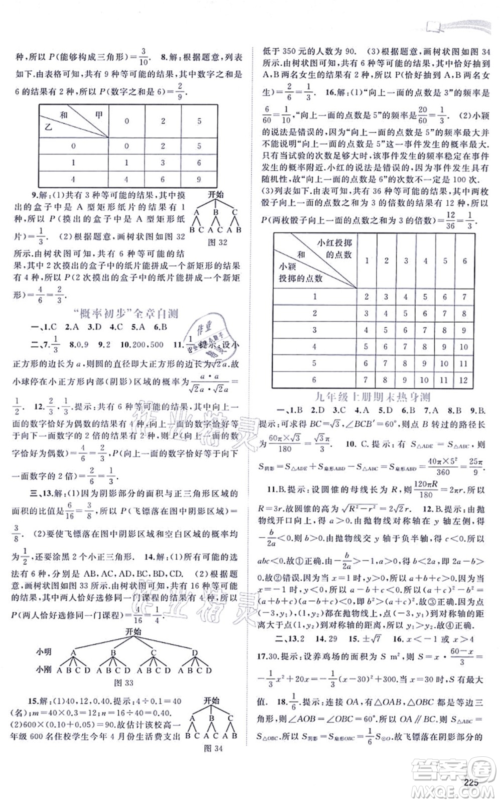 廣西教育出版社2021新課程學(xué)習(xí)與測評同步學(xué)習(xí)九年級數(shù)學(xué)全一冊人教版答案