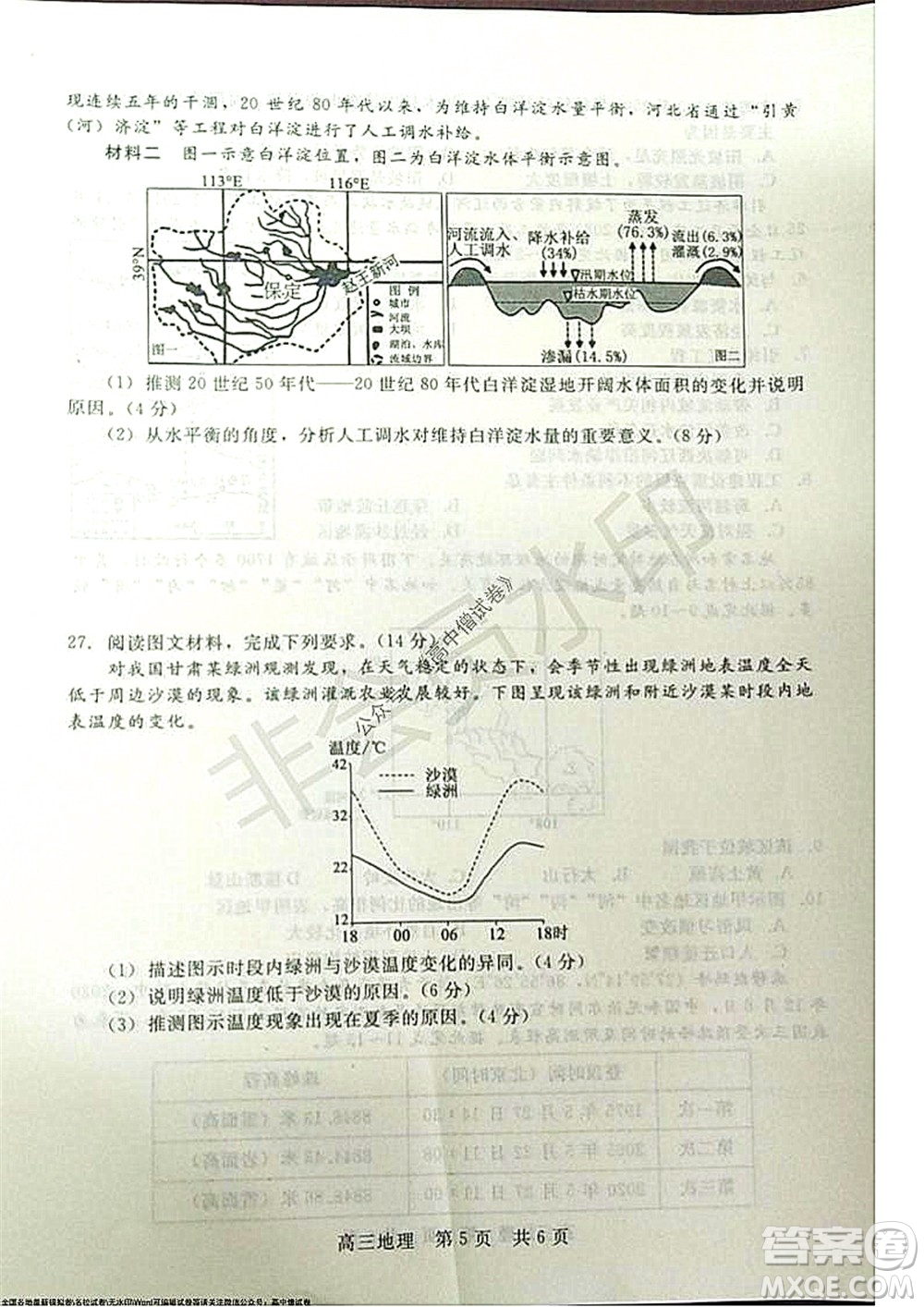 陜西十校聯(lián)考2021-2022學(xué)年第一學(xué)期高三階段測(cè)試卷地理全國(guó)卷試題及答案