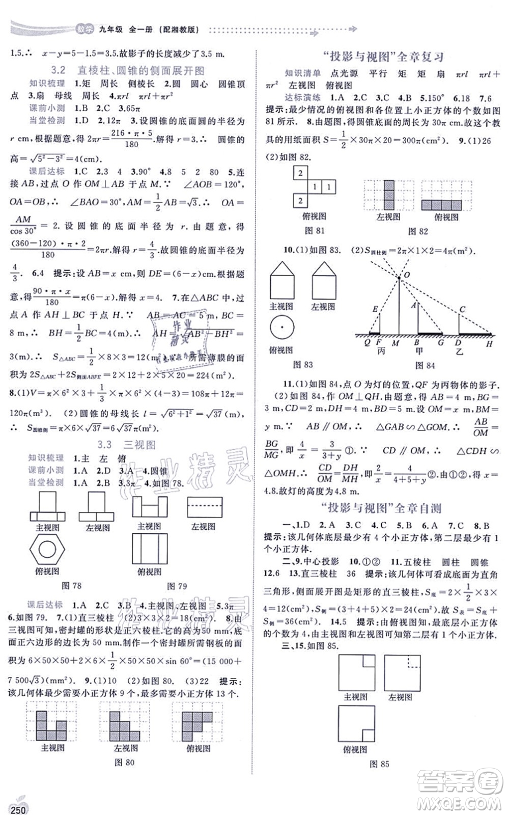 廣西教育出版社2021新課程學(xué)習(xí)與測評同步學(xué)習(xí)九年級數(shù)學(xué)全一冊湘教版答案