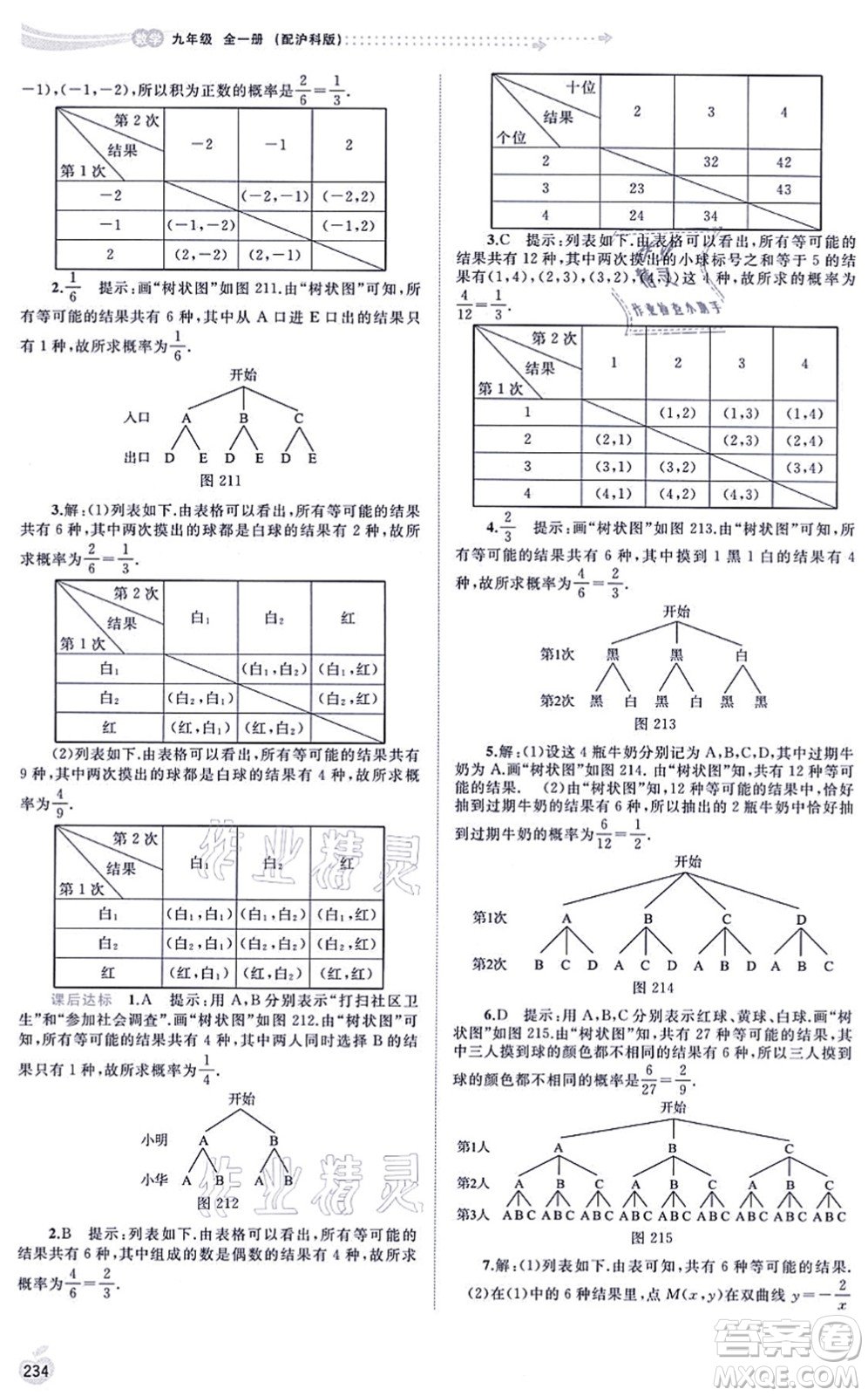 廣西教育出版社2021新課程學(xué)習(xí)與測評同步學(xué)習(xí)九年級數(shù)學(xué)全一冊滬科版答案