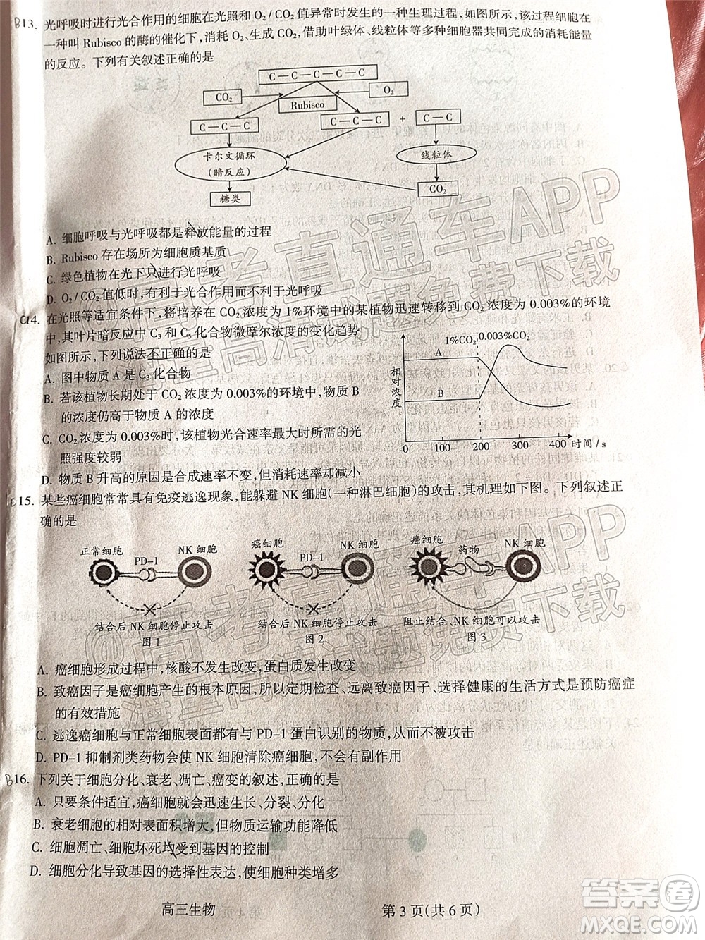 呂梁市2021年11月高三階段性測(cè)試生物試題及答案