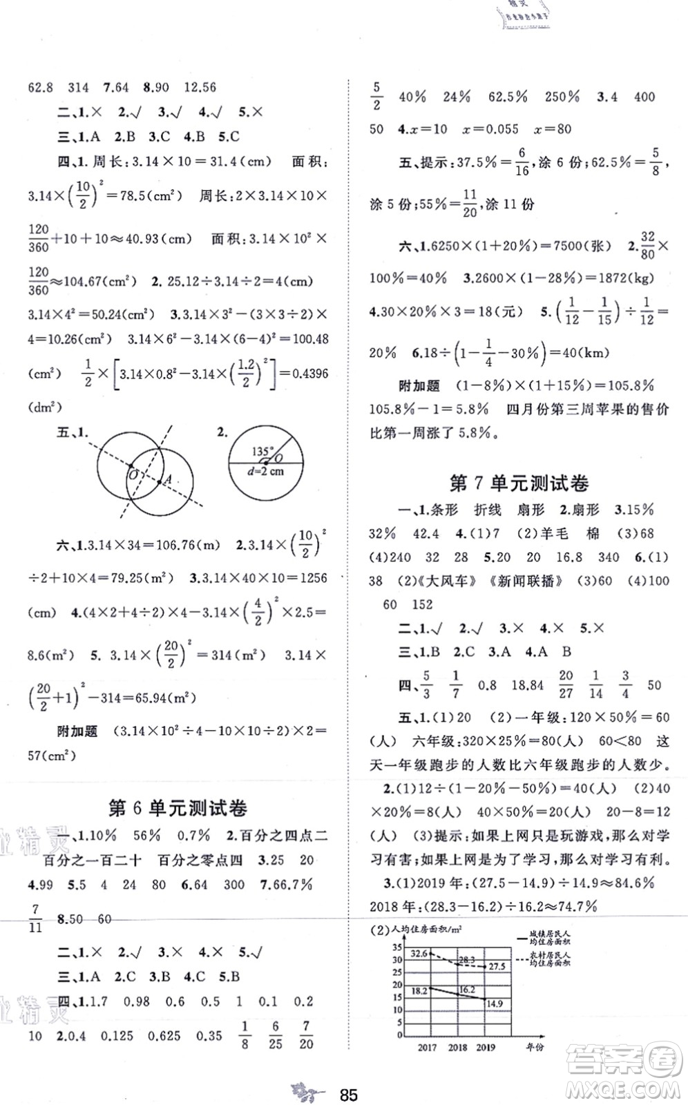 廣西教育出版社2021新課程學(xué)習(xí)與測評單元雙測六年級數(shù)學(xué)上冊人教版A版答案