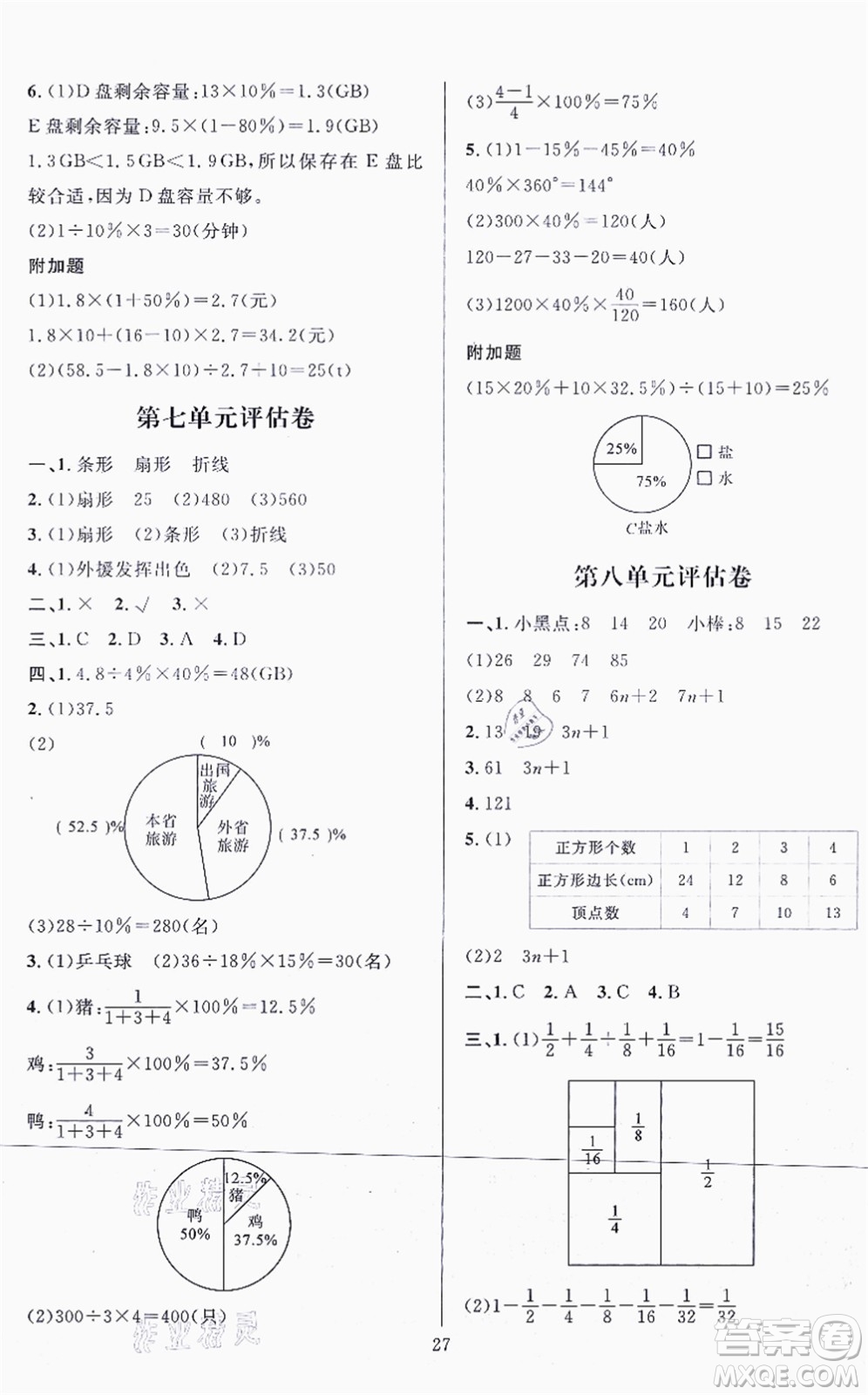 華東師范大學出版社2021一課一練六年級數(shù)學上冊人教版A版答案
