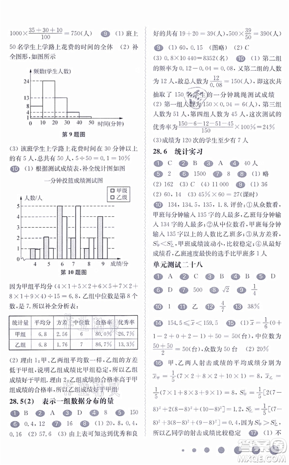 華東師范大學(xué)出版社2021一課一練九年級(jí)數(shù)學(xué)全一冊(cè)華東師大版答案